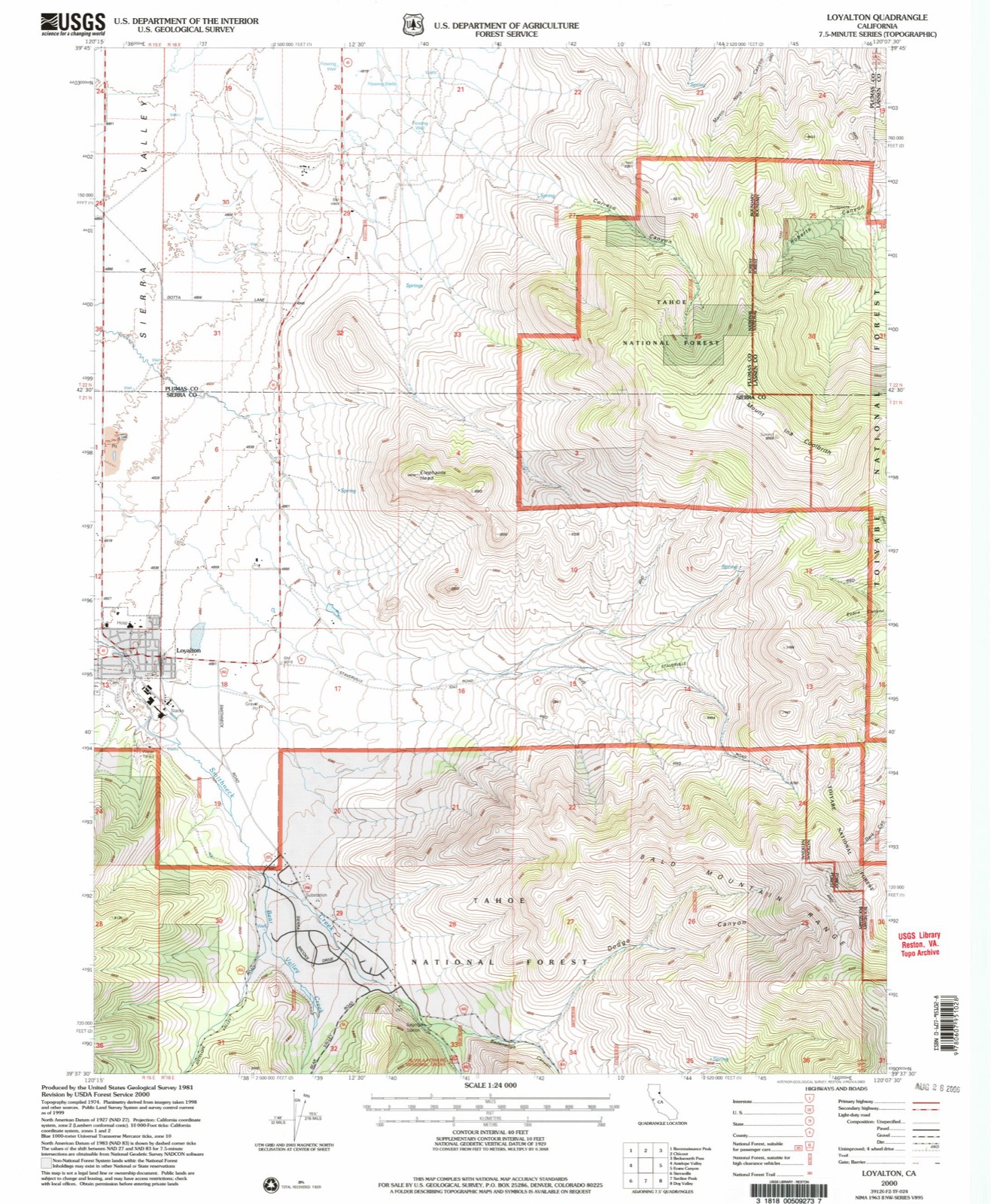 Topographic sheet of Loyalton, surveyed 2000