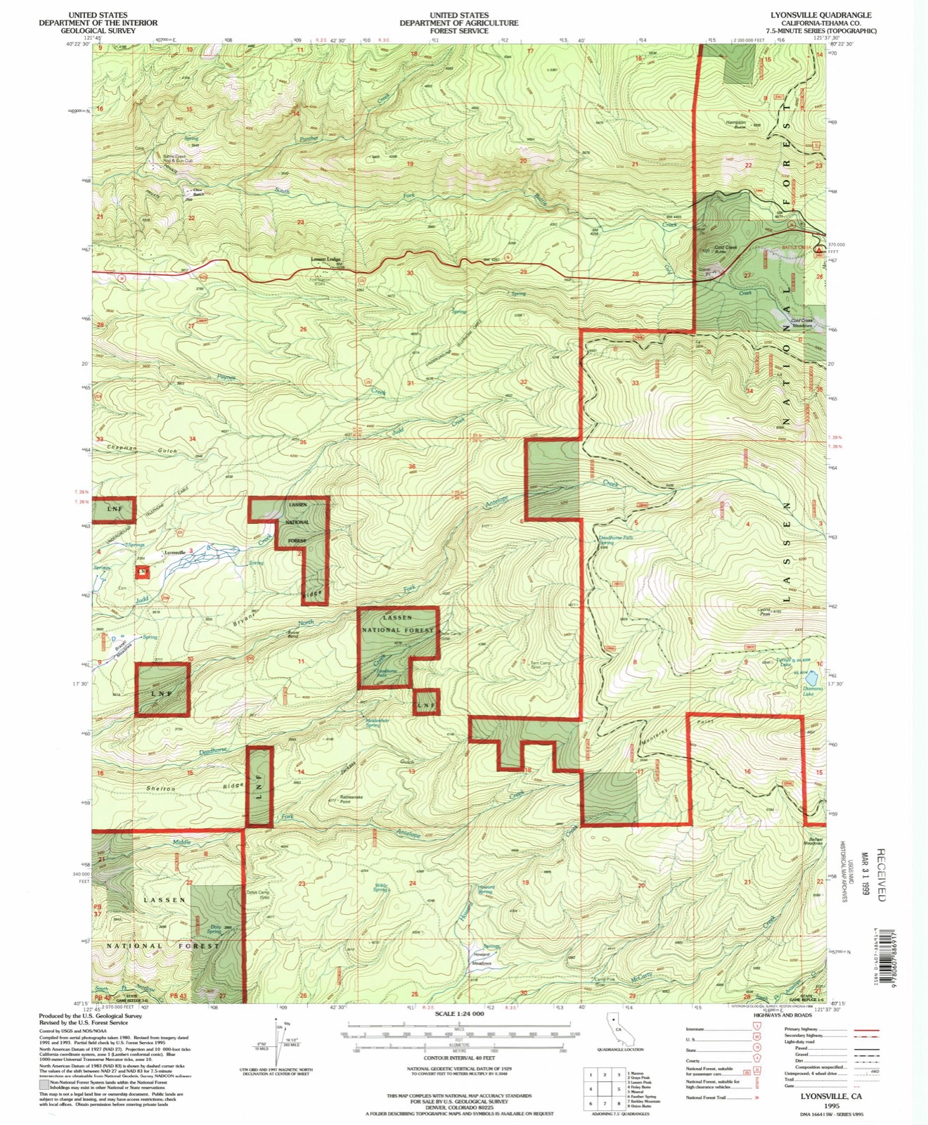 Topographic sheet of Lyonsville, surveyed 1995