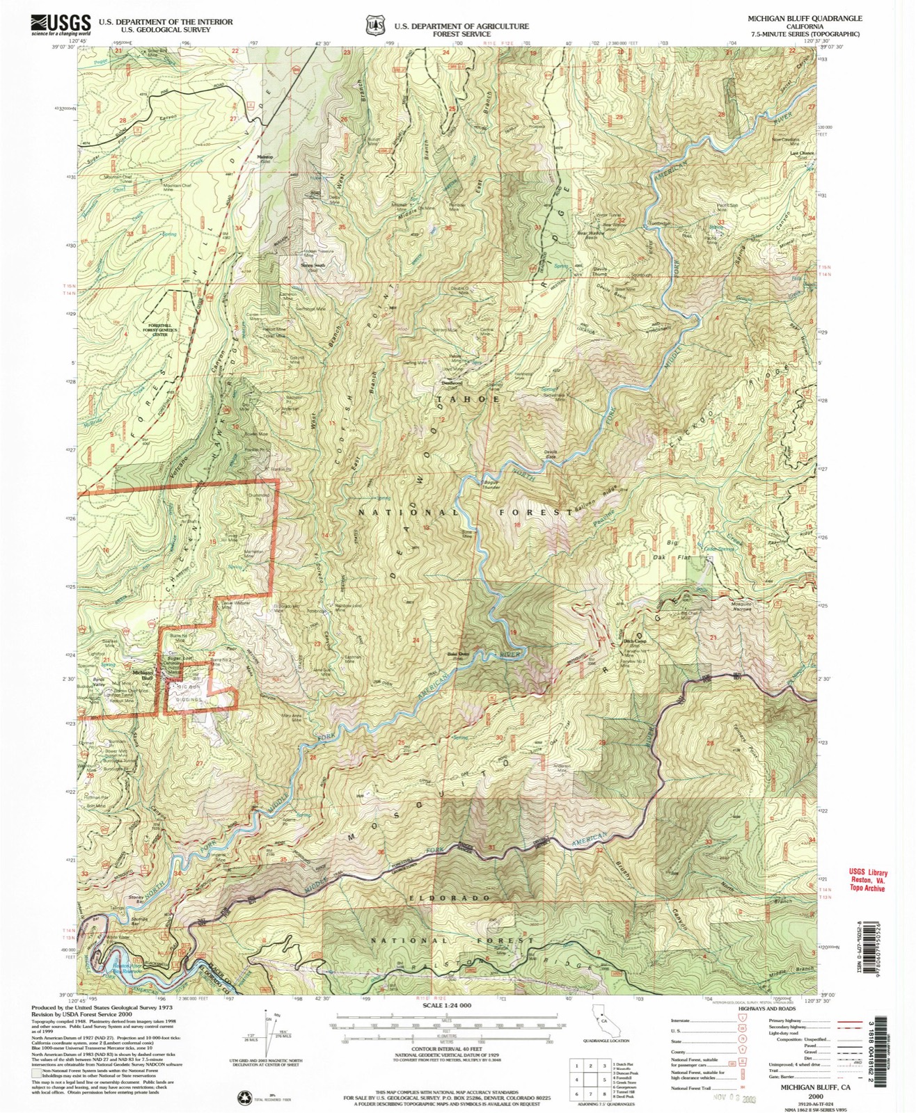 Topographic sheet of Michigan Bluff, surveyed 2000
