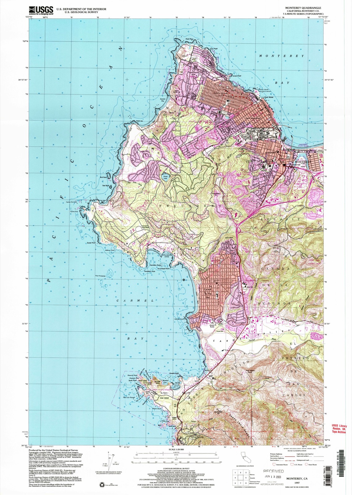 Topographic sheet of Monterey, surveyed 1997