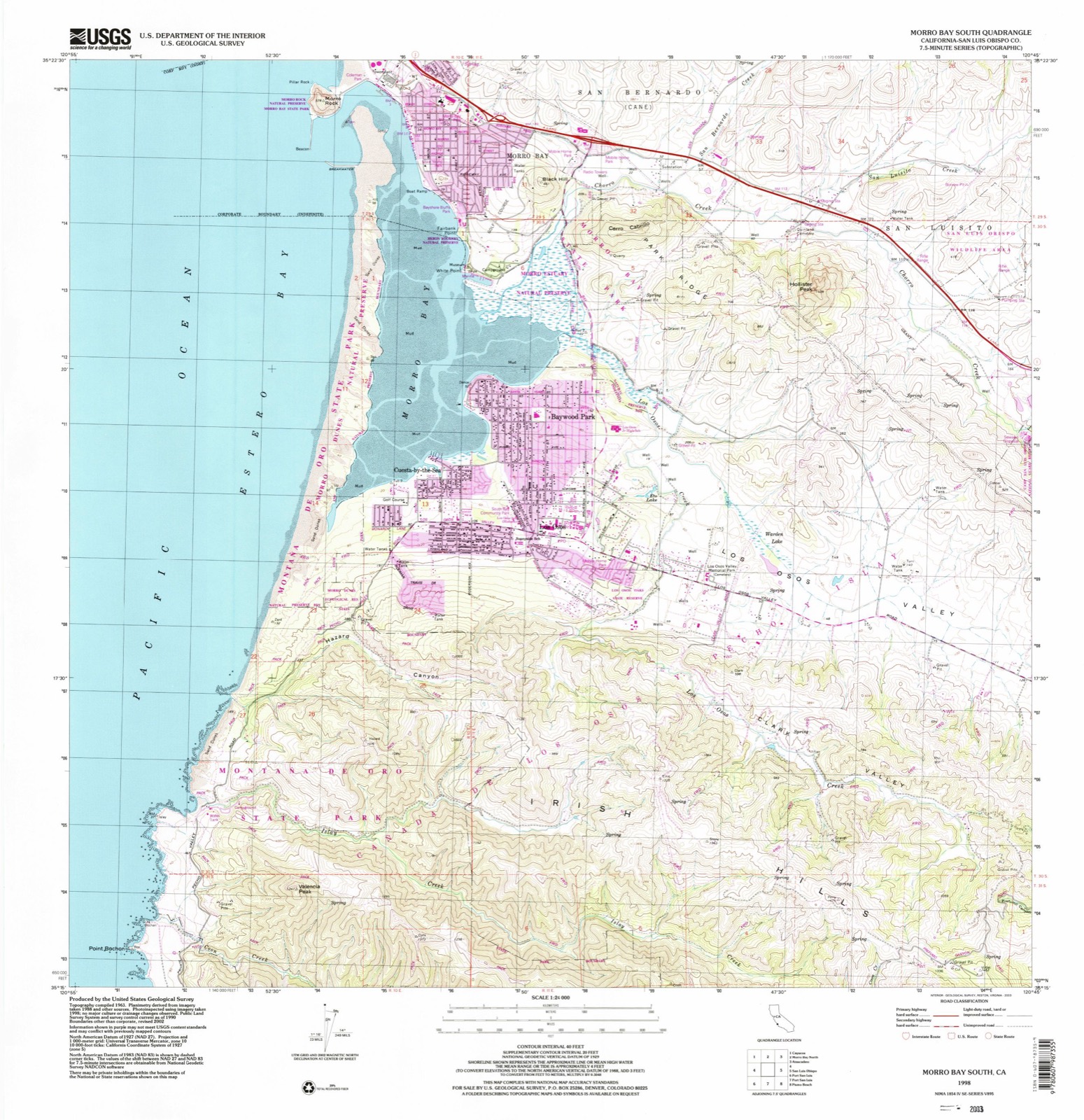 Topographic sheet of Los Osos, surveyed 1998