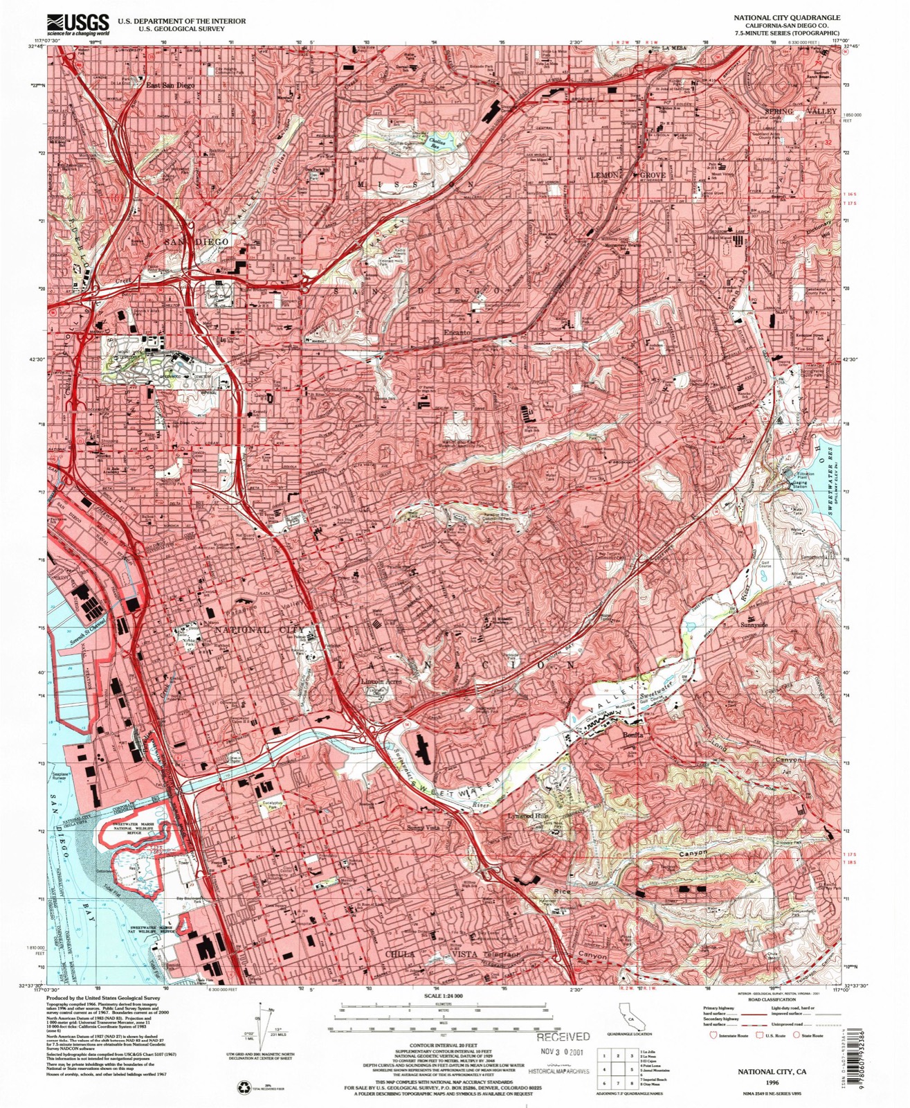 Topographic sheet of North Bay Terraces, surveyed 1996