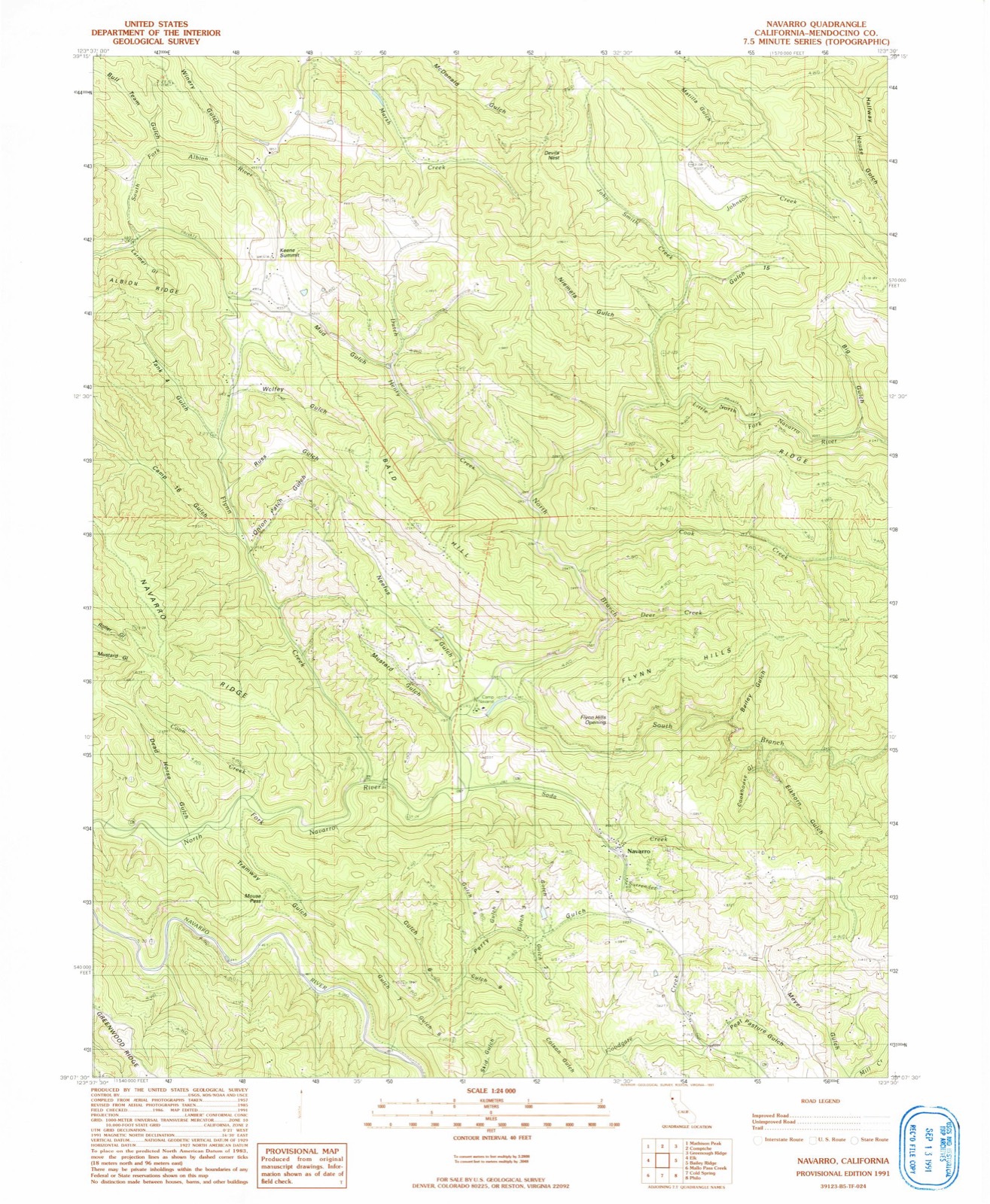 Topographic sheet of Navarro, surveyed 1991