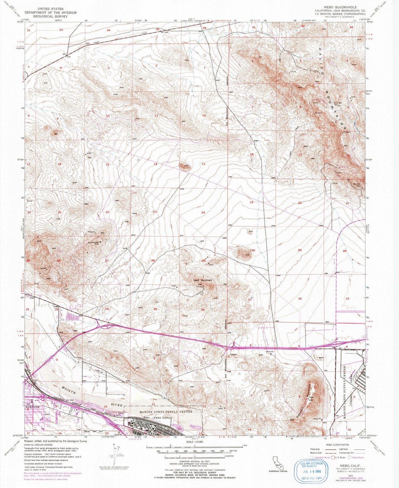 Topographic sheet of Nebo, surveyed 1953