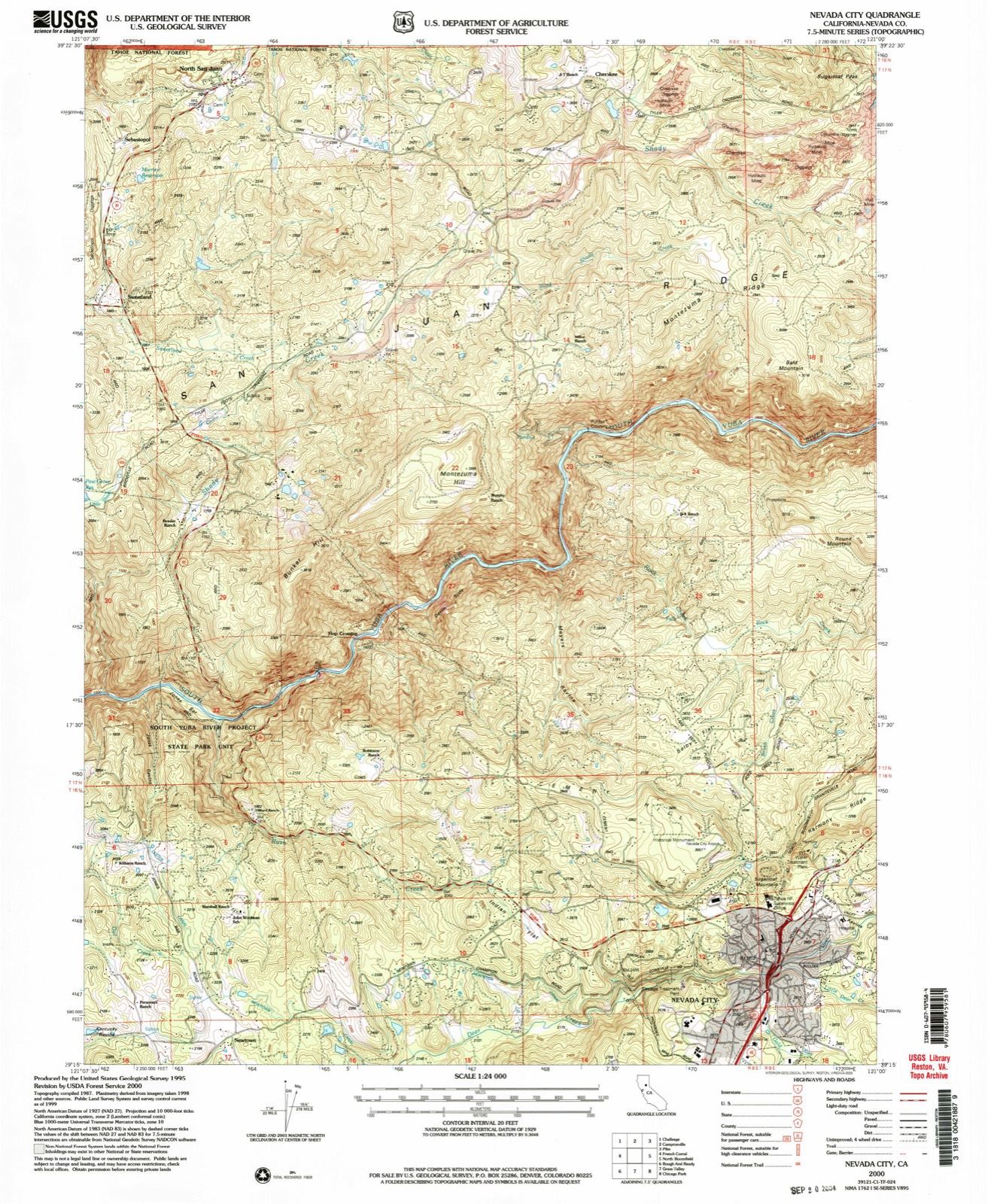 Topographic sheet of Nevada City, surveyed 2000