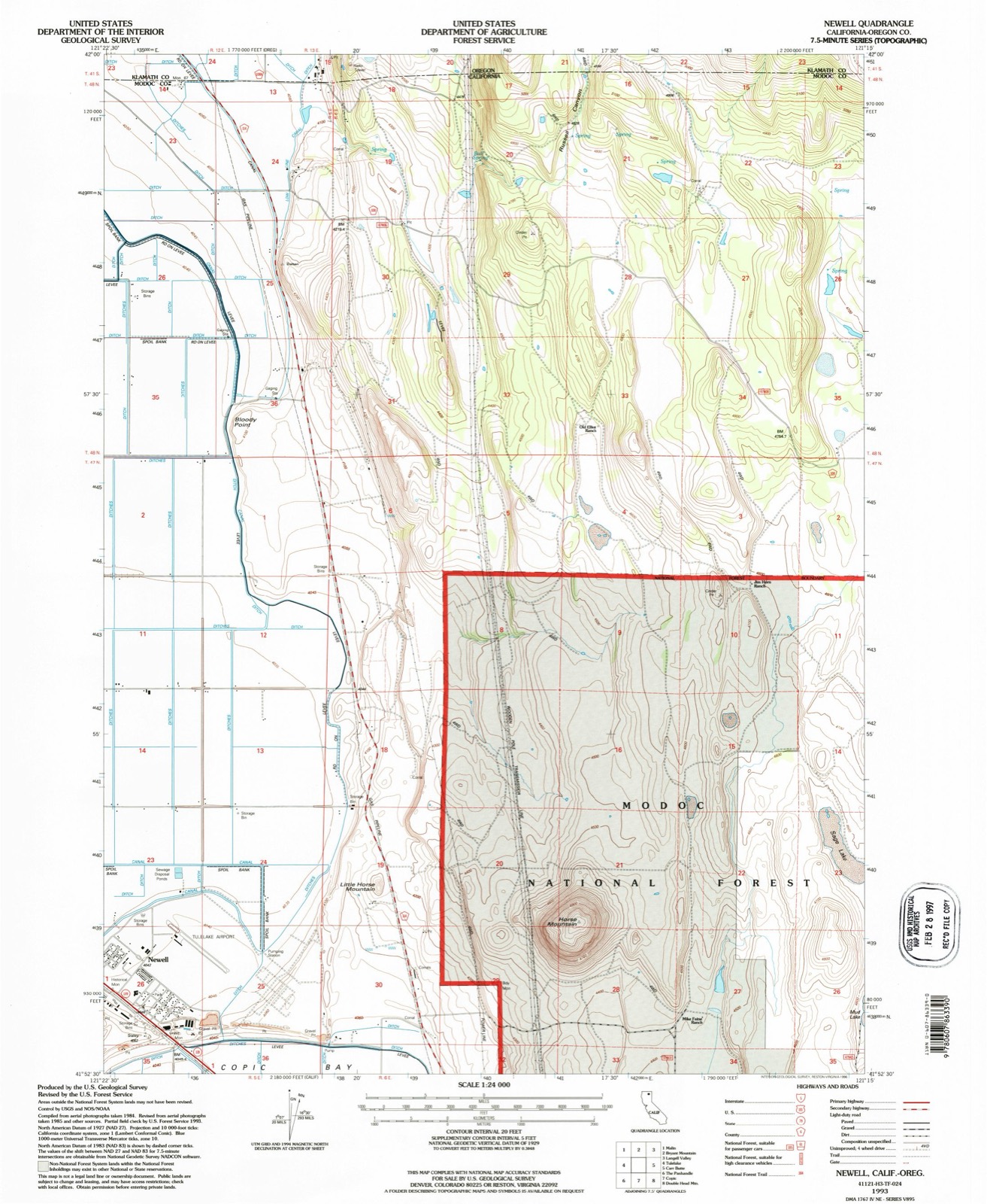 Topographic sheet of Newell, surveyed 1993