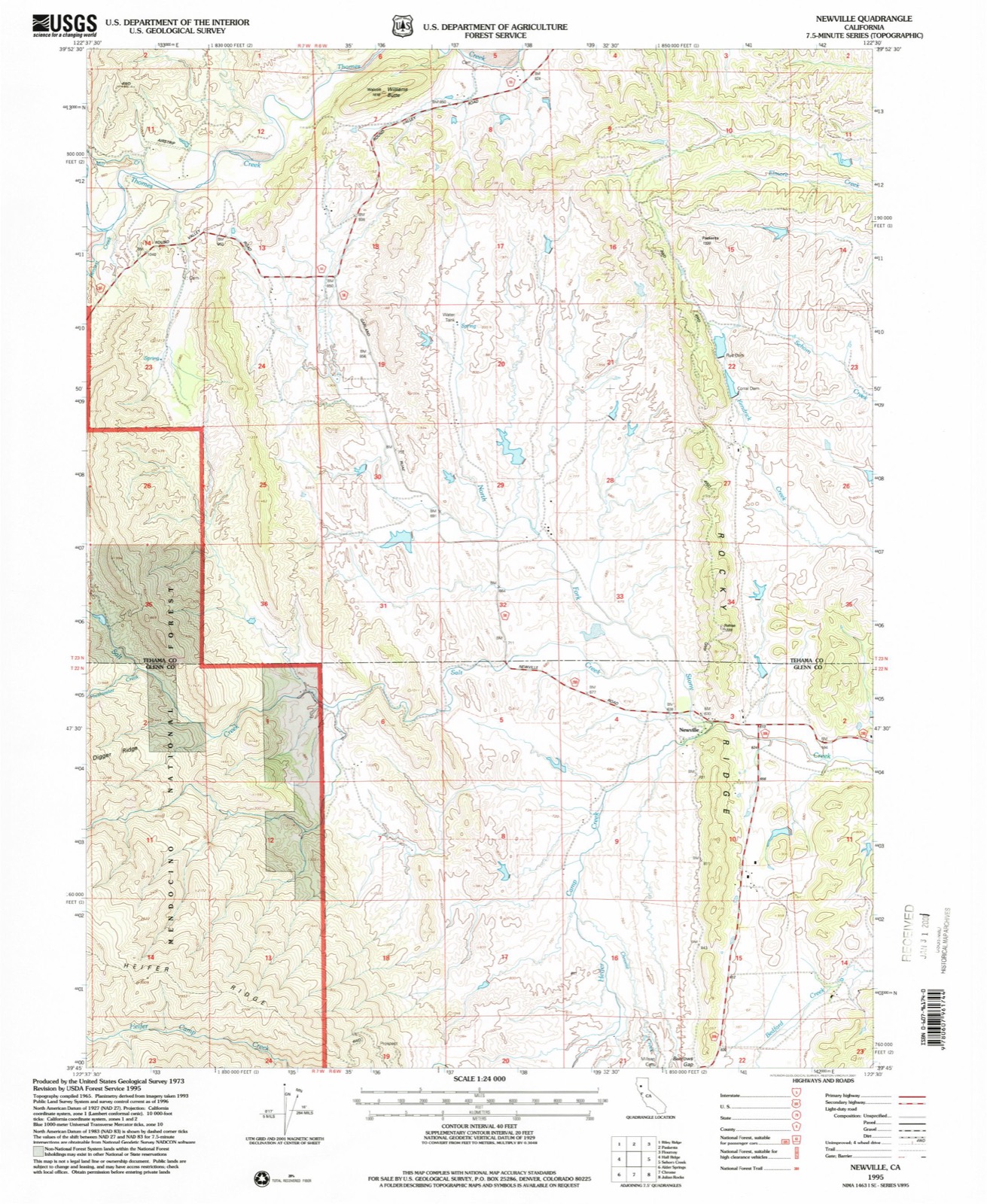 Topographic sheet of Newville, surveyed 1995