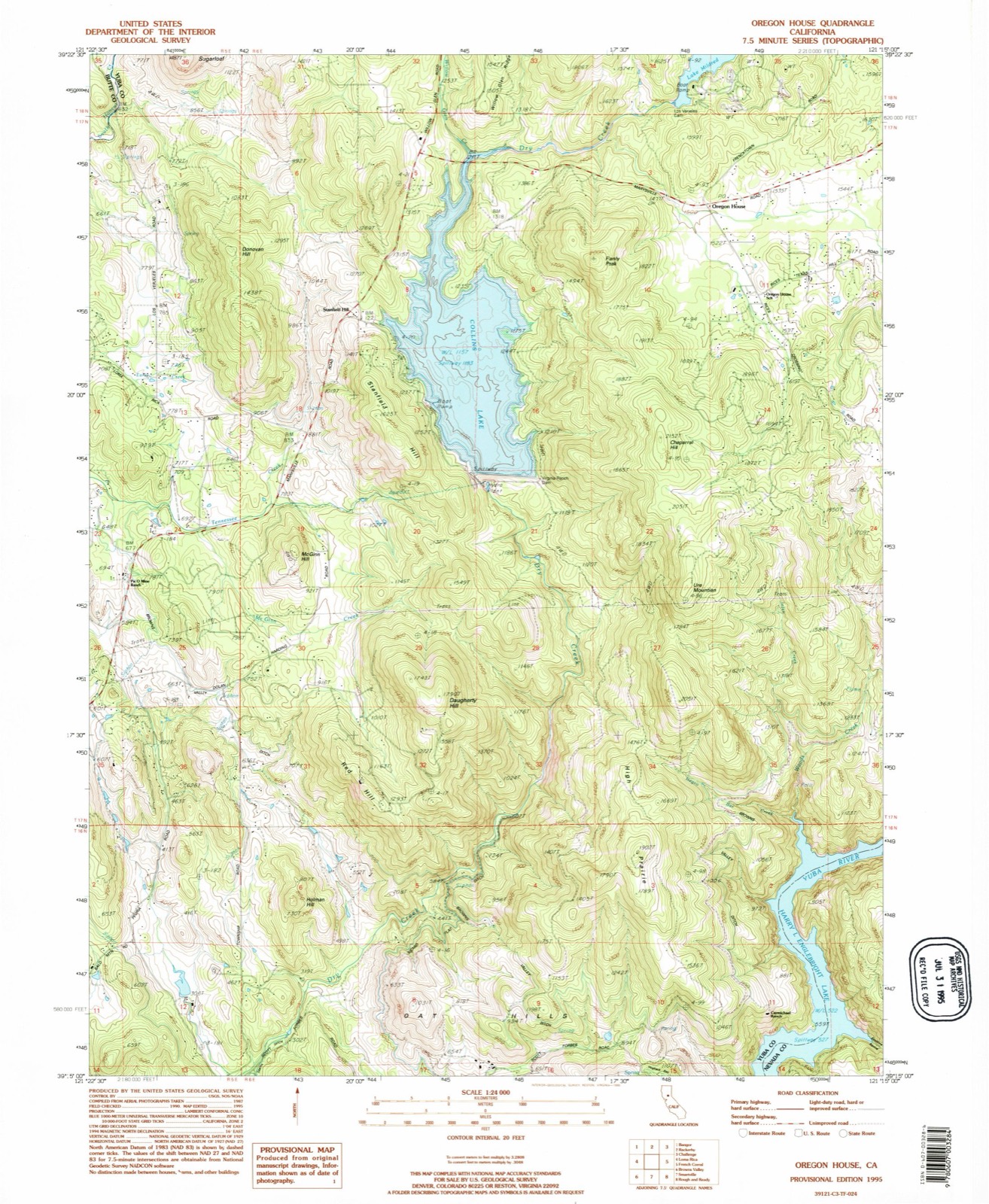 Topographic sheet of Stanfield Hill, surveyed 1995