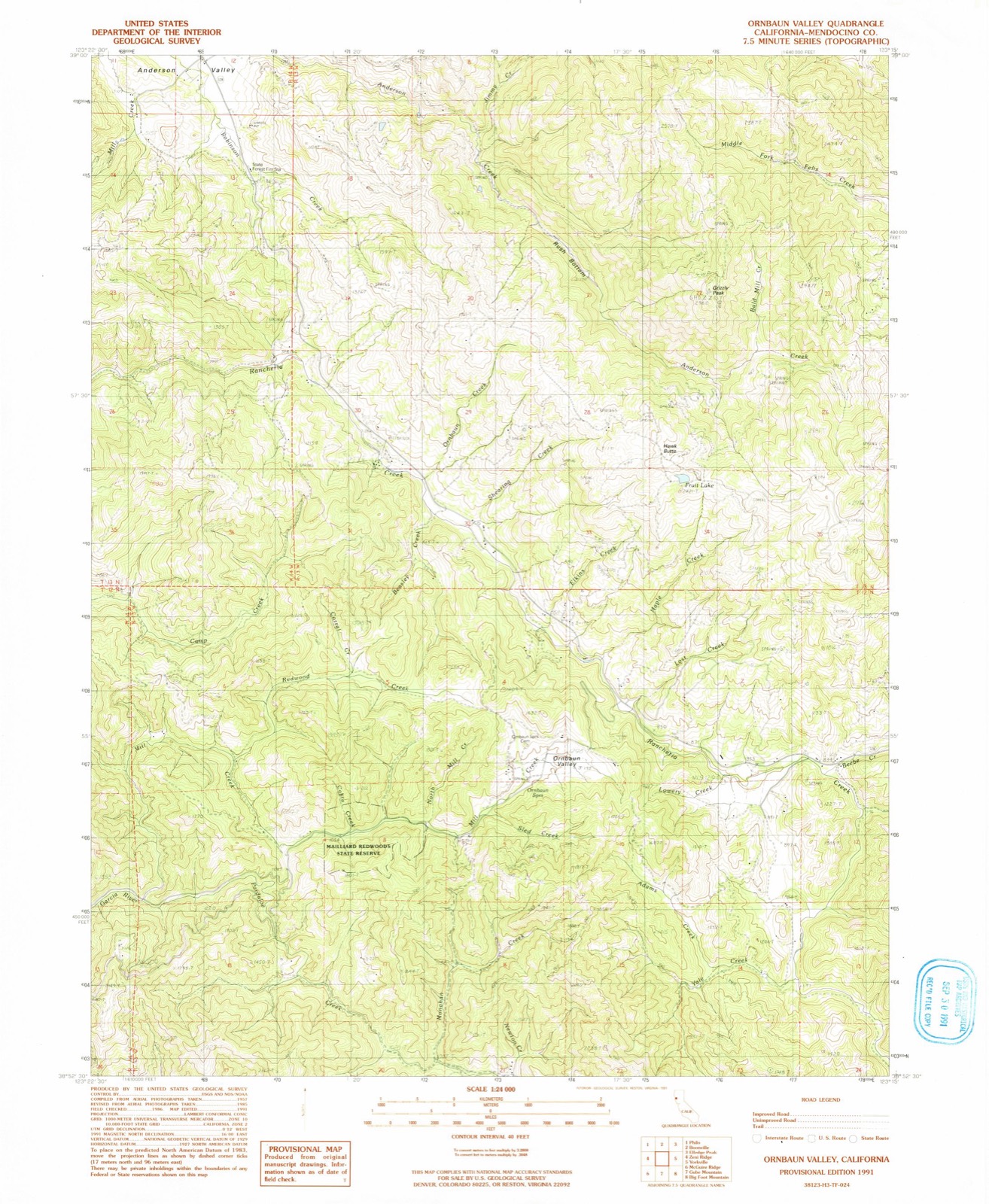Topographic sheet of Old Ornbaun Hot Springs, surveyed 1991