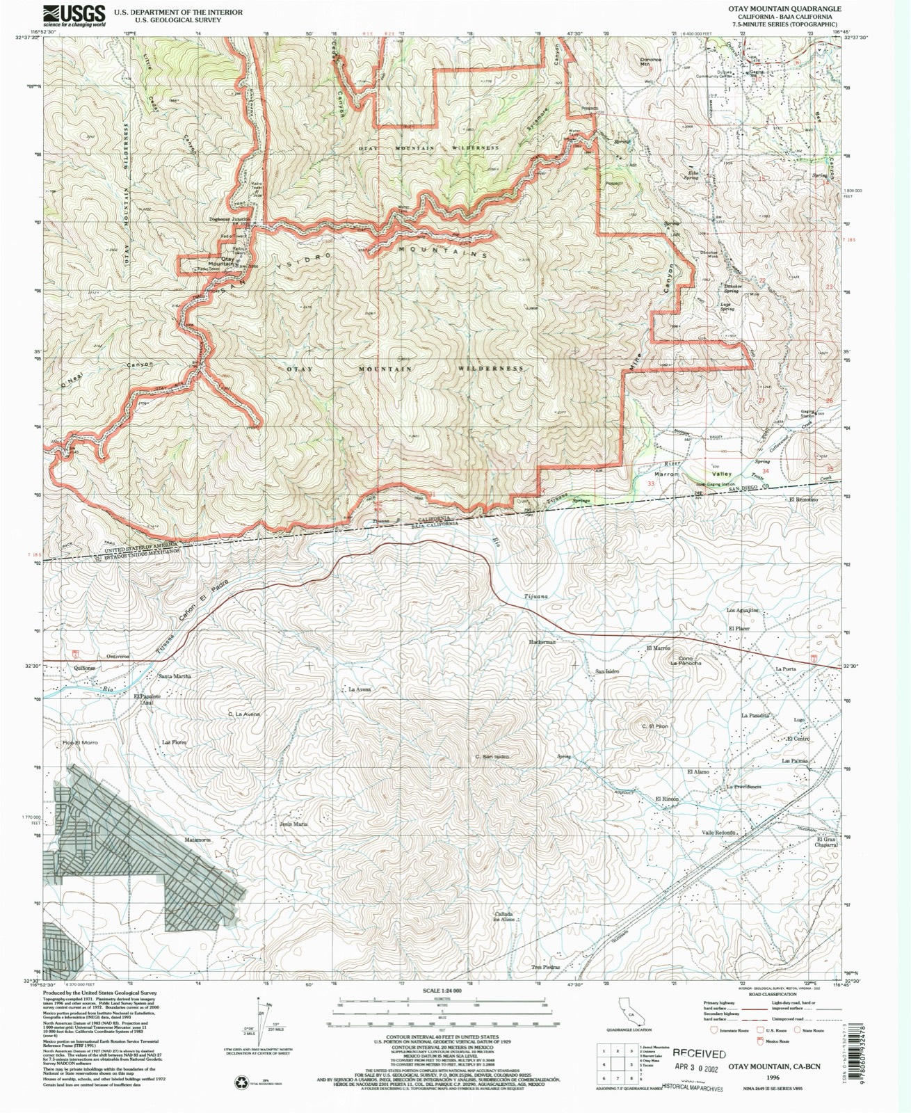 Topographic sheet of Doghouse Junction, surveyed 1996