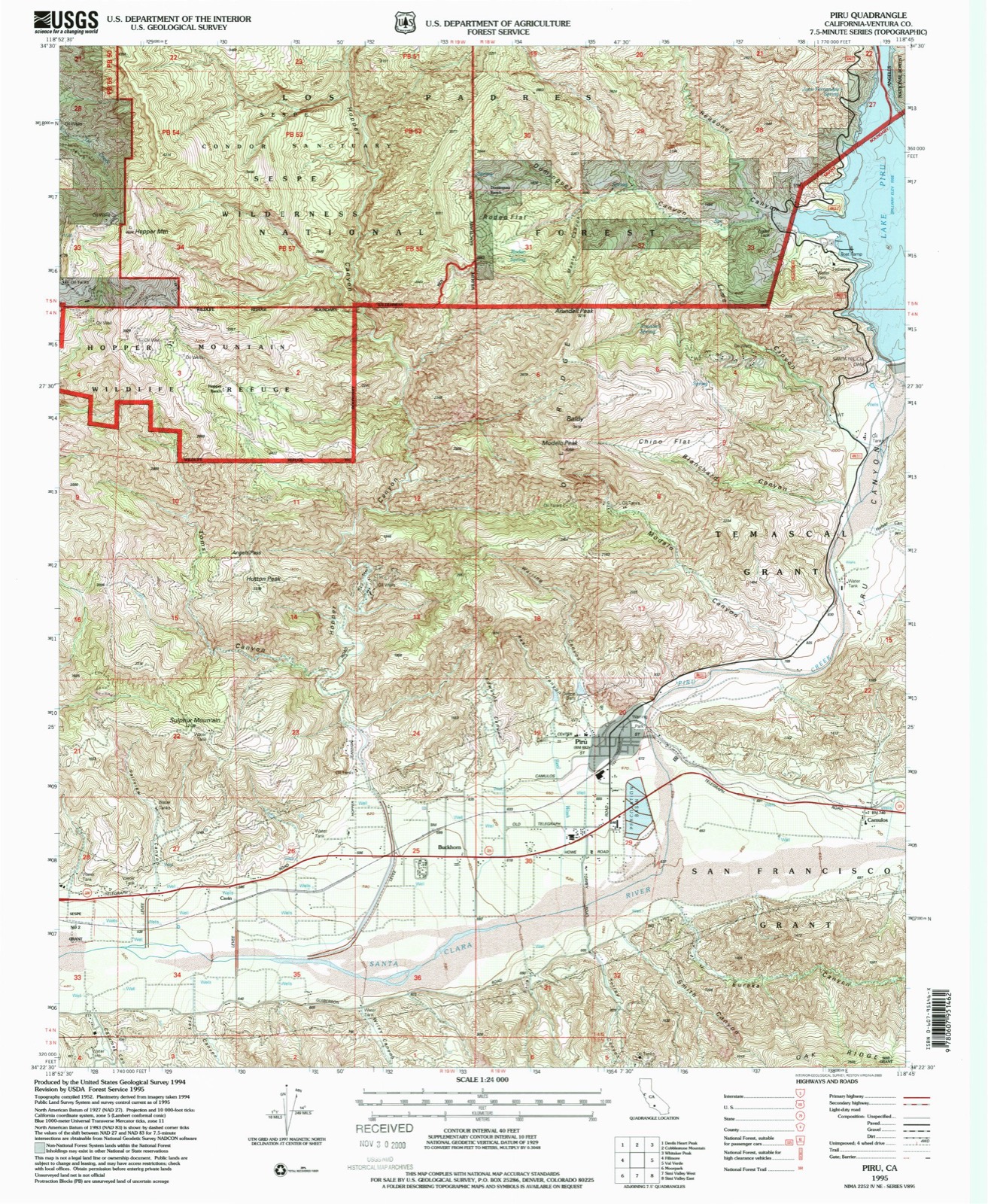 Topographic sheet of Buckhorn, surveyed 1995