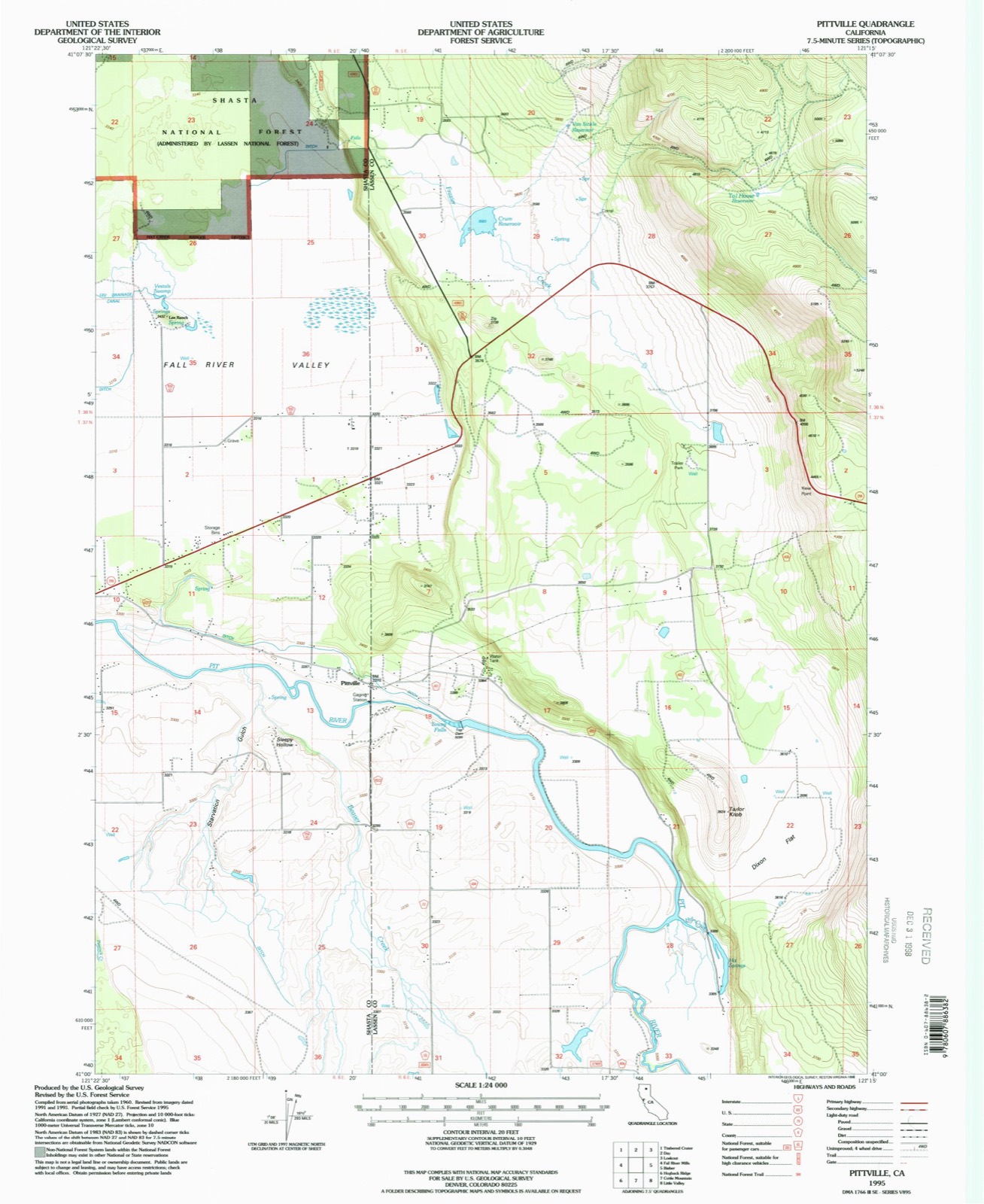 Topographic sheet of Pittville, surveyed 1995