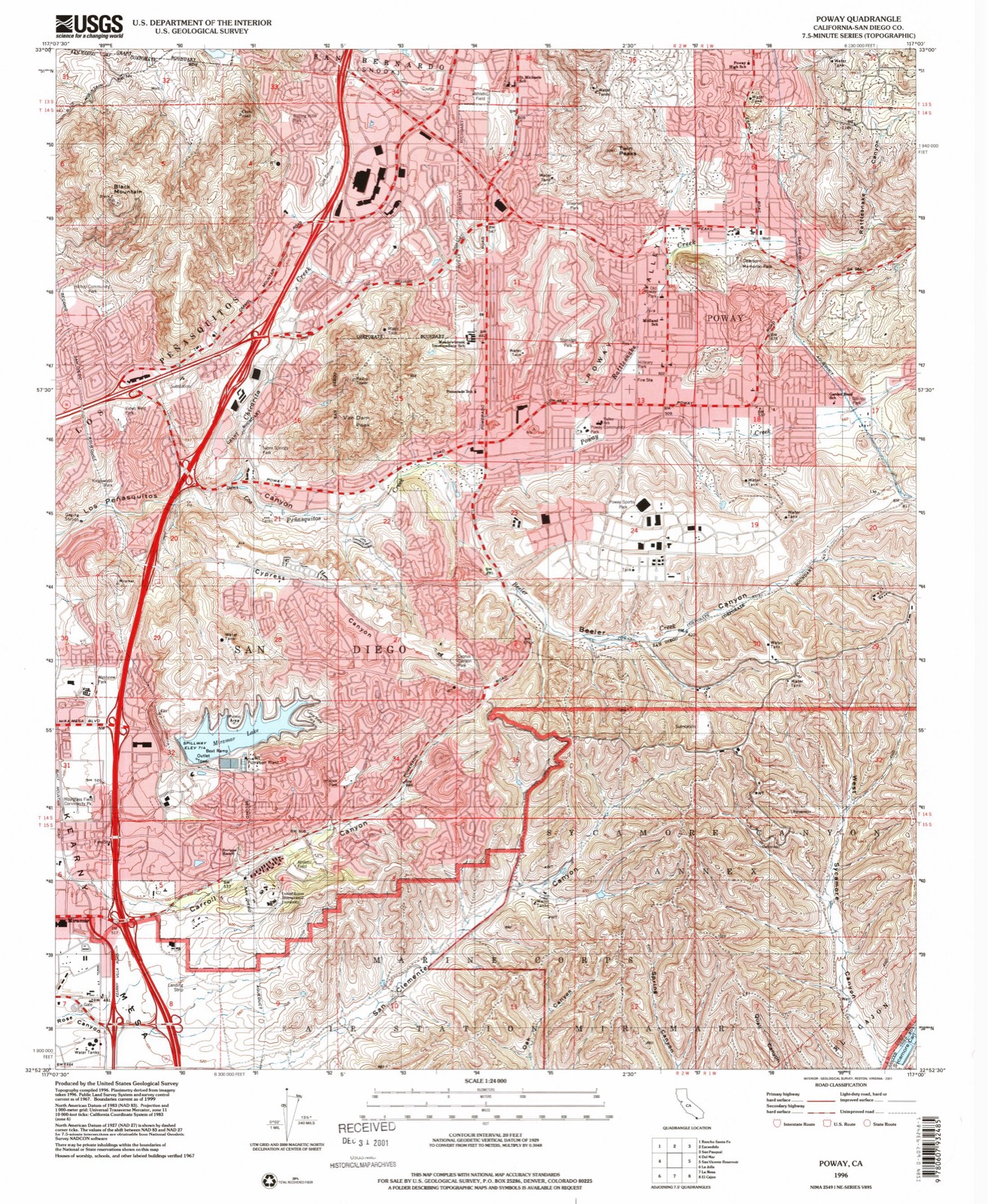 Topographic sheet of Rancho Penasquitos, surveyed 1996