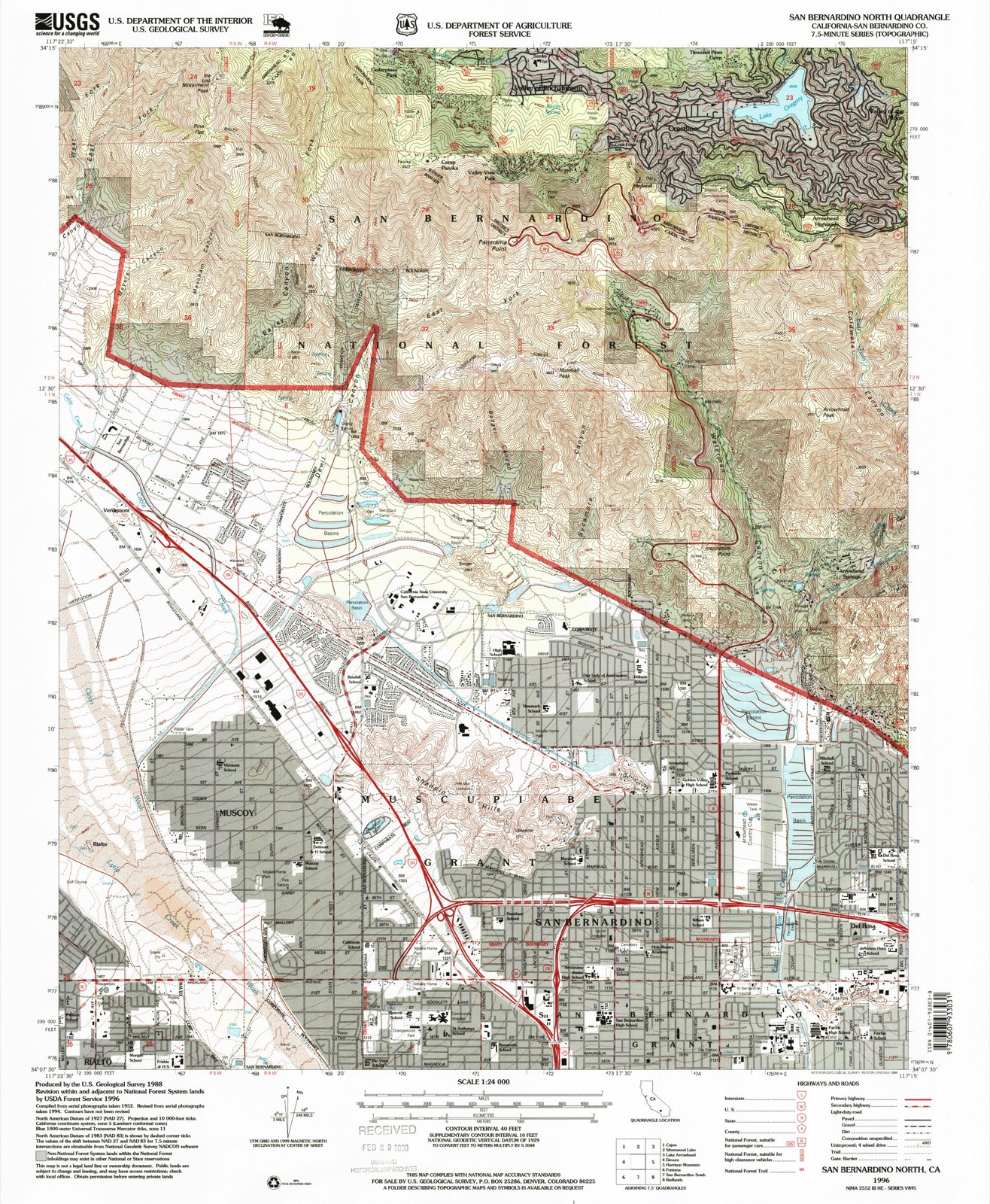 Topographic sheet of Arrowhead Highlands, surveyed 1996