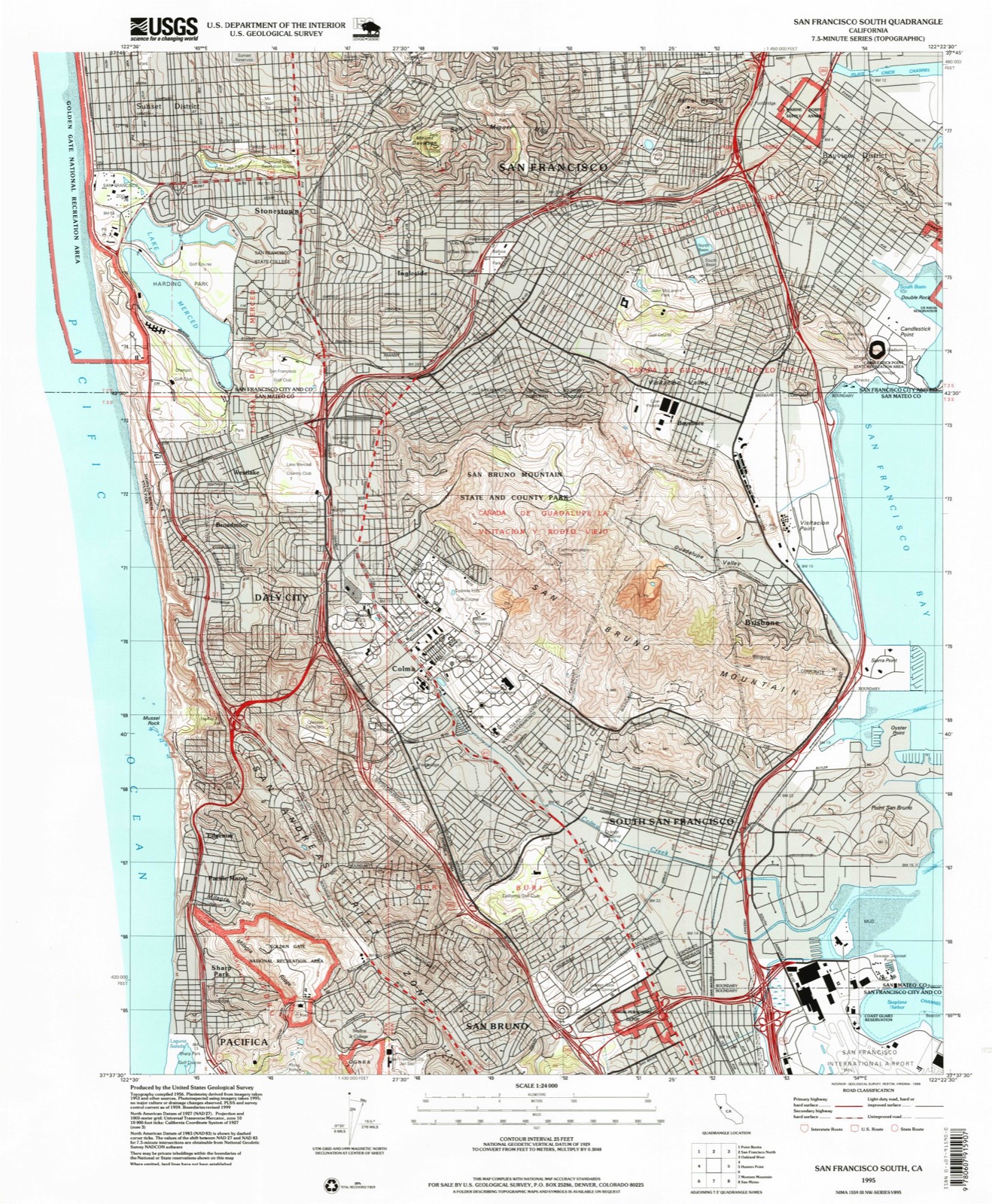 Topographic sheet of Broadmoor, surveyed 1995