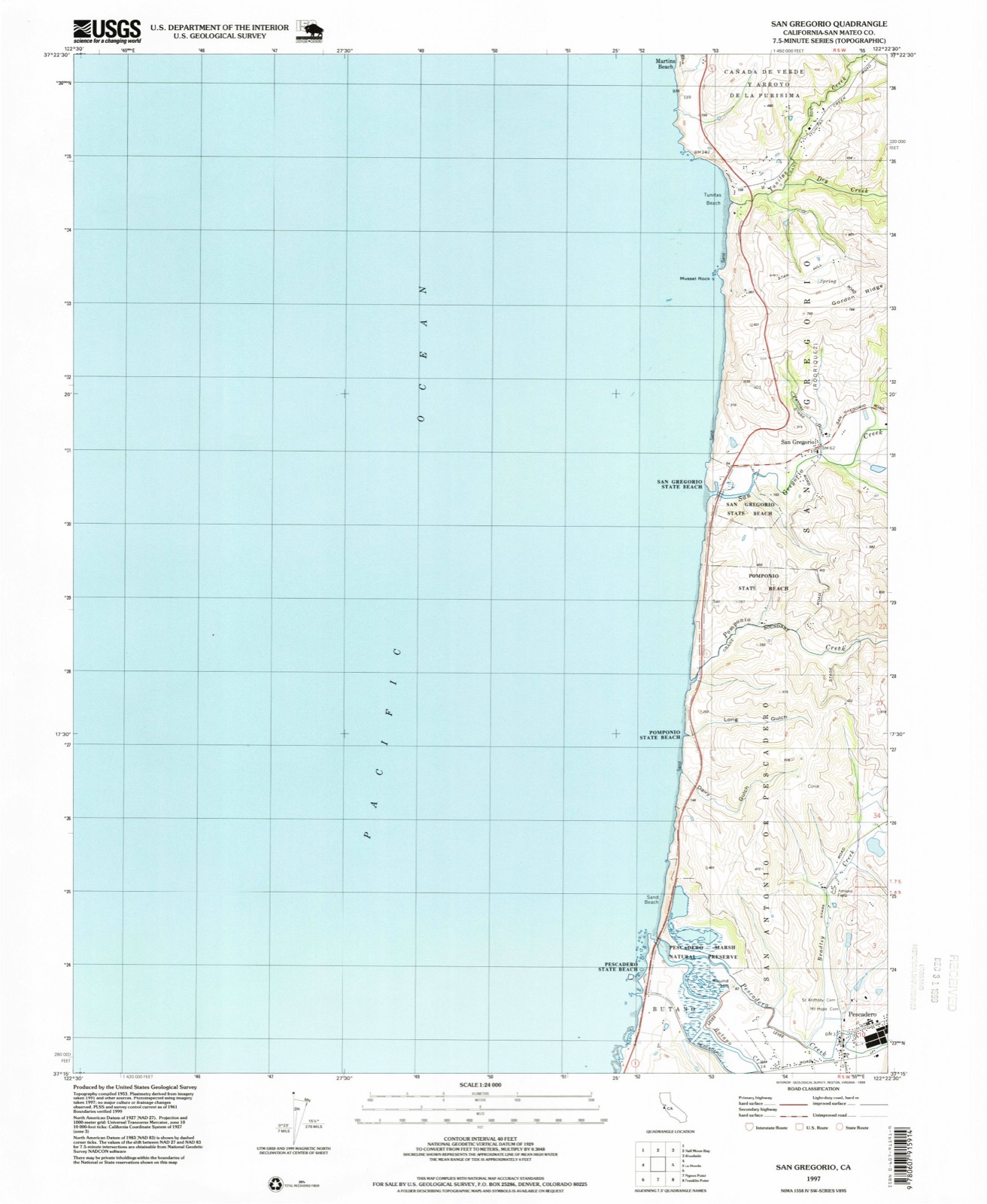 Topographic sheet of San Gregorio, surveyed 1997
