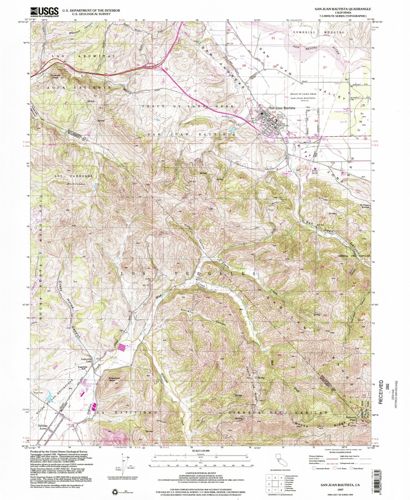Topographic sheet covering Rozas House, surveyed 1997