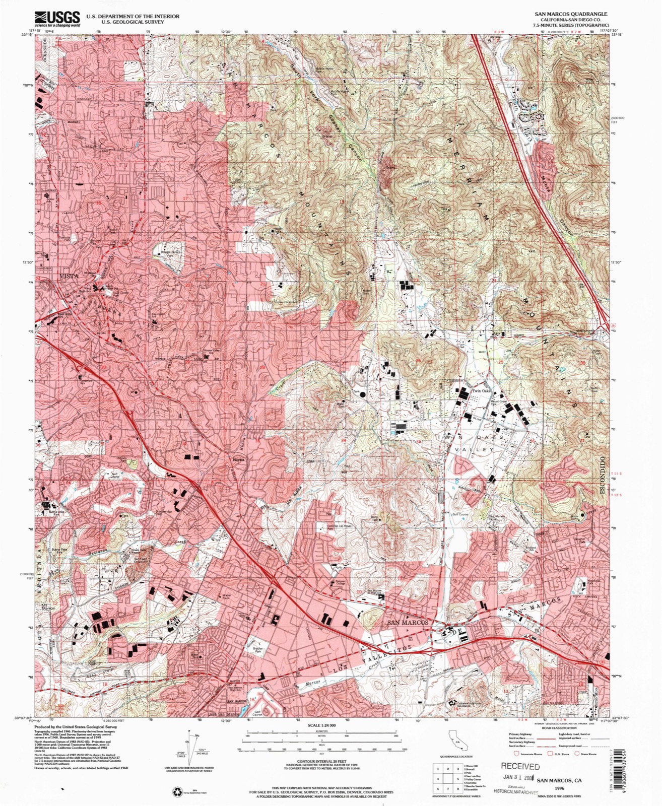 Topographic sheet of Richland, surveyed 1996