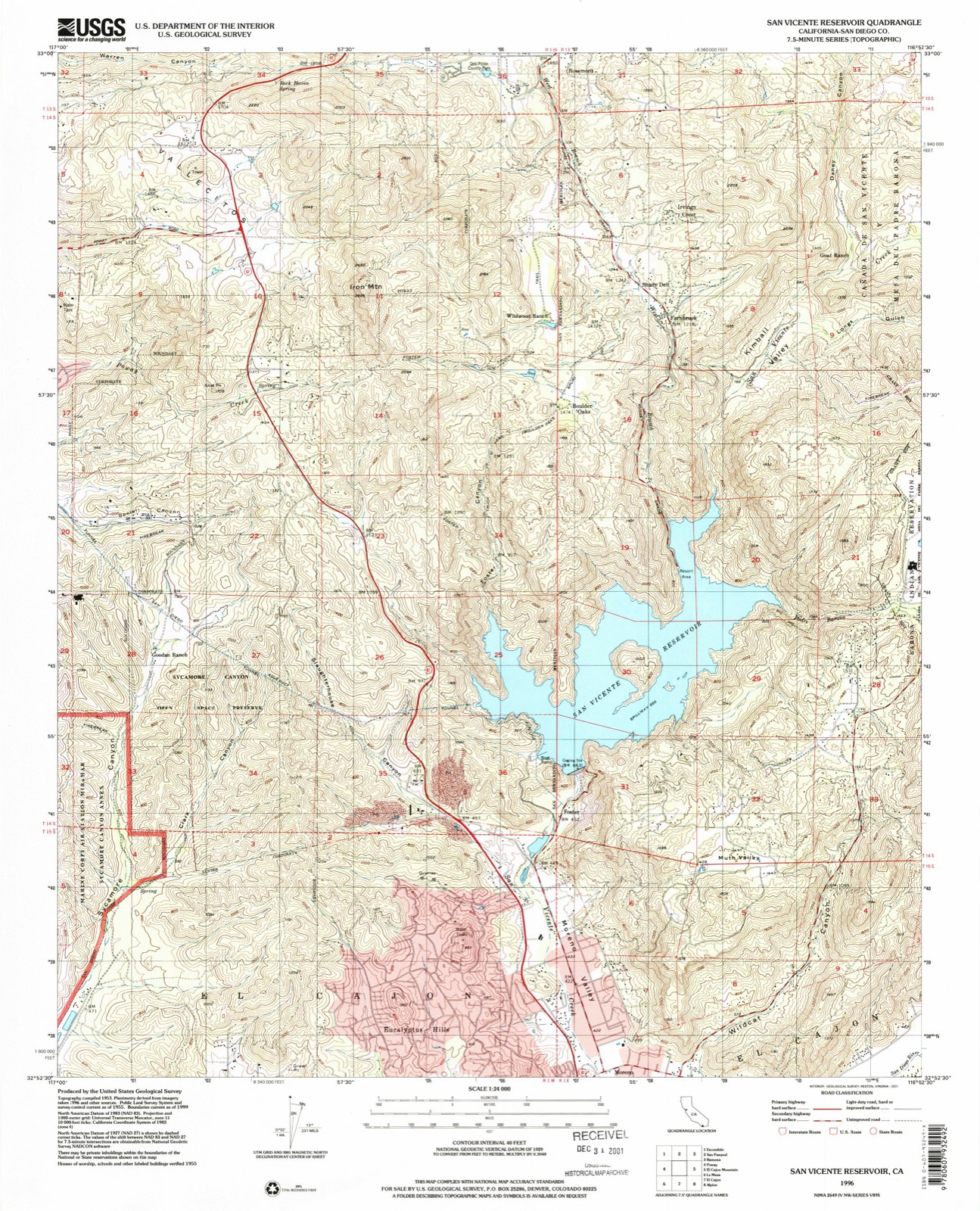 Topographic sheet of Fernbrook, surveyed 1996