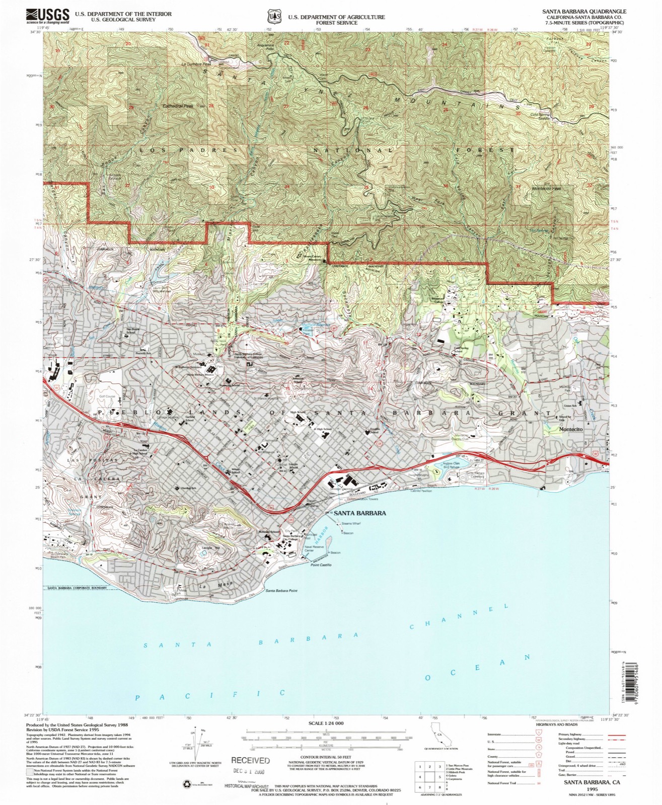Topographic sheet covering Val Verde, surveyed 1995