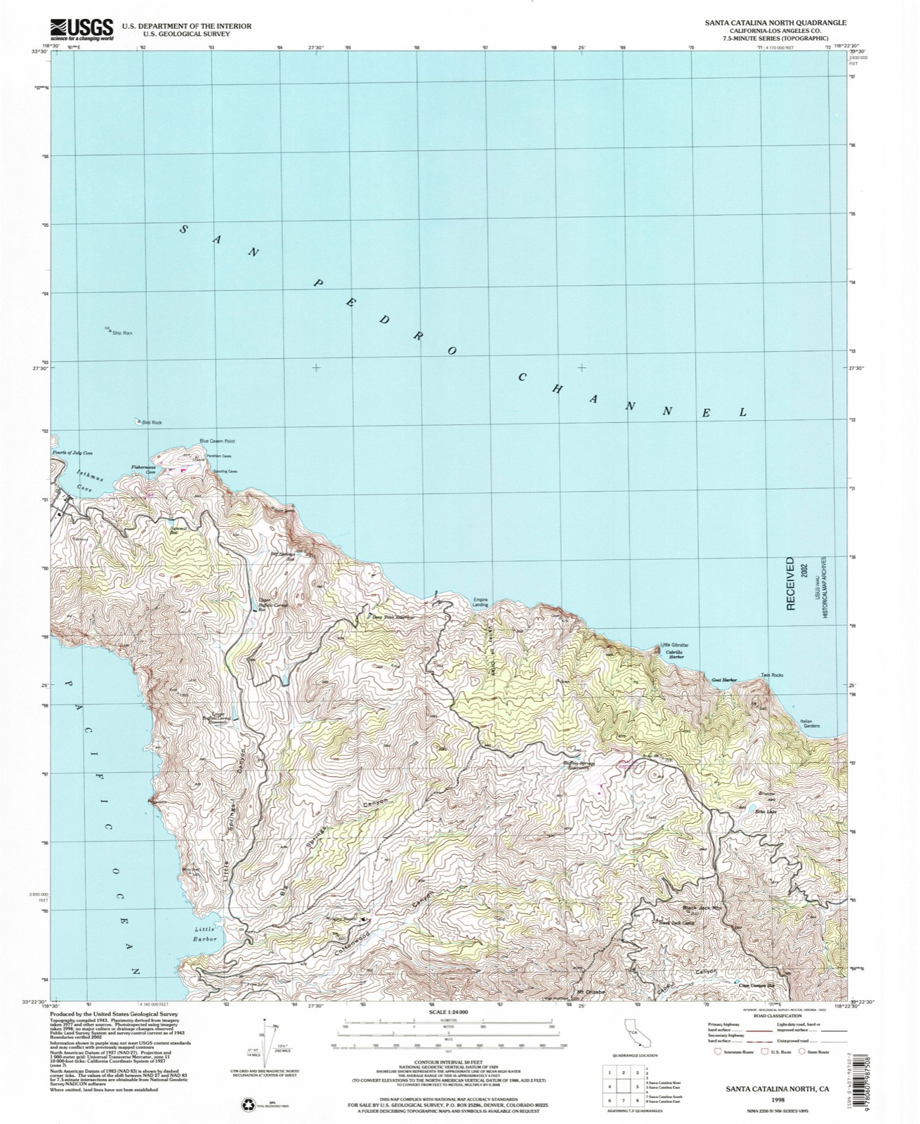 Topographic sheet of Two Harbors, surveyed 1998