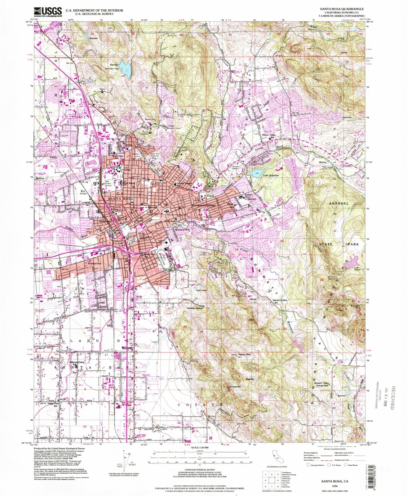 Topographic sheet of Bellevue, surveyed 1994