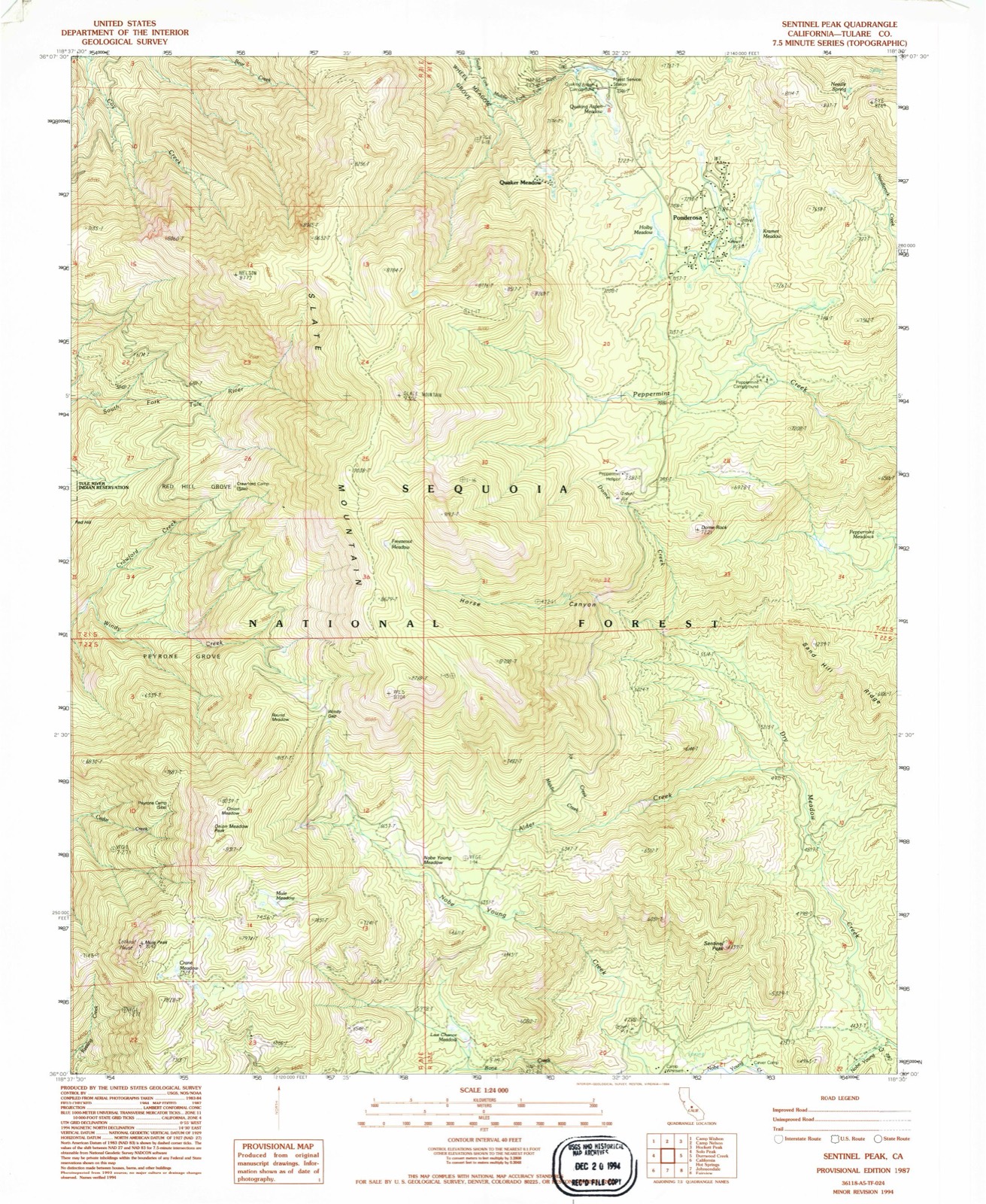 Topographic sheet of Quaker Meadow, surveyed 1987