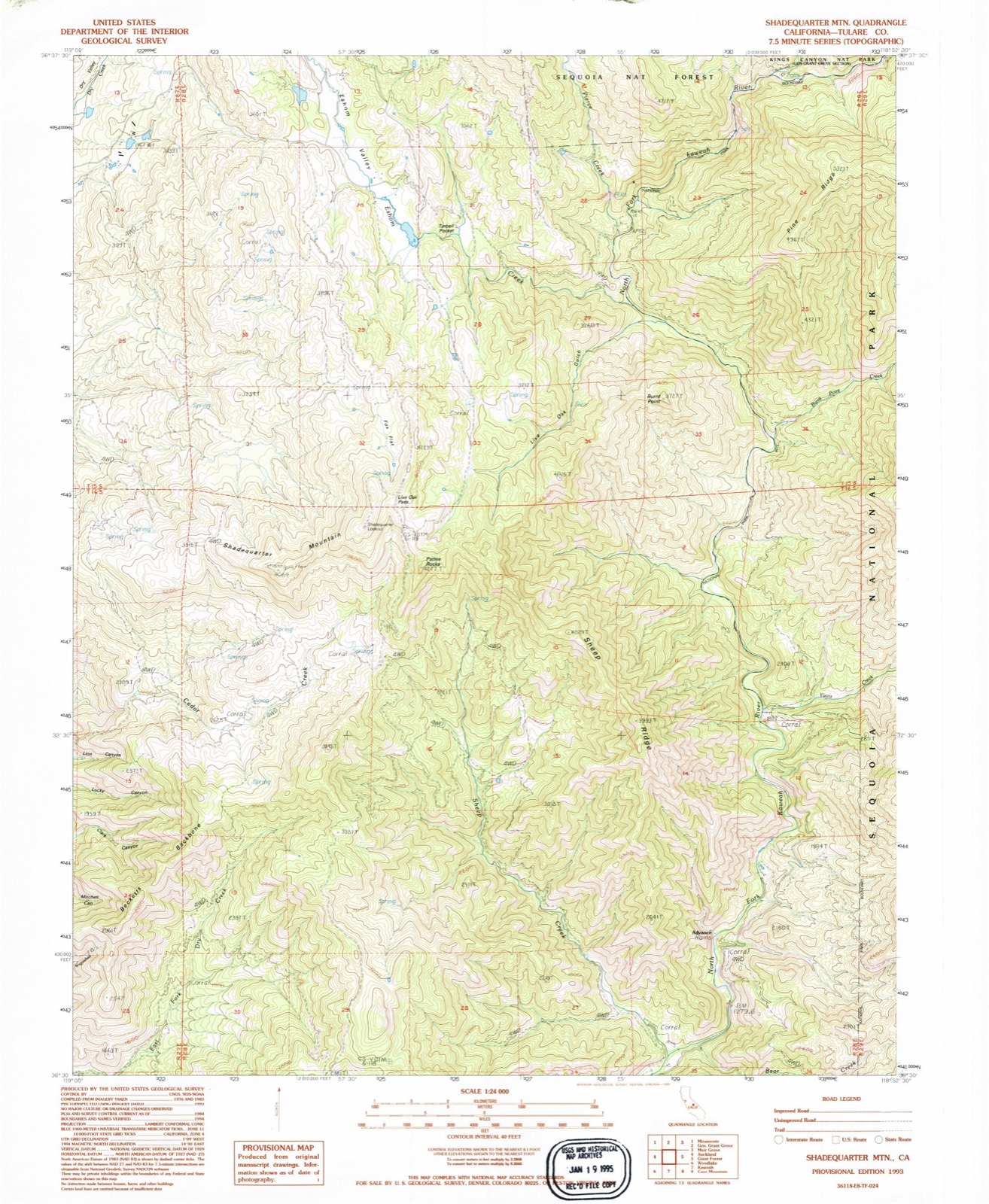 Topographic sheet of Advance, surveyed 1993