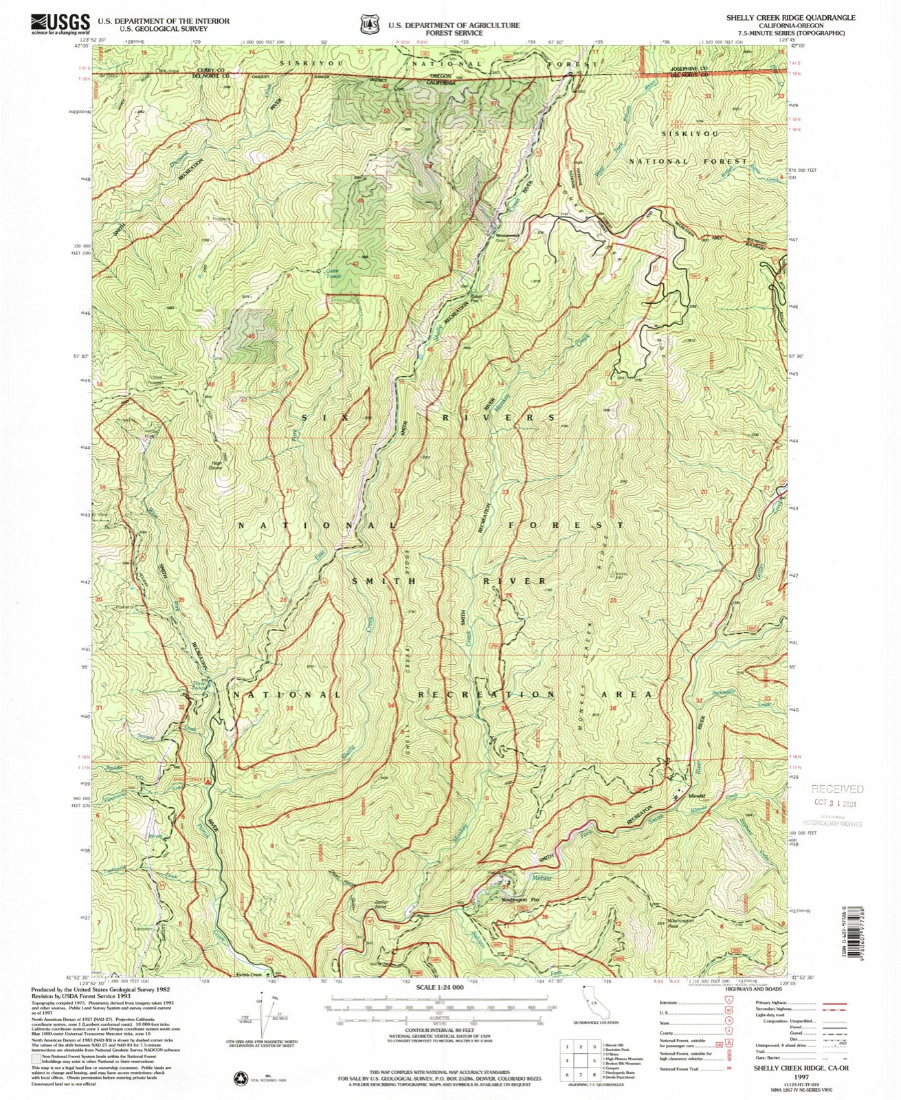 Topographic sheet of Patrick Creek, surveyed 1997