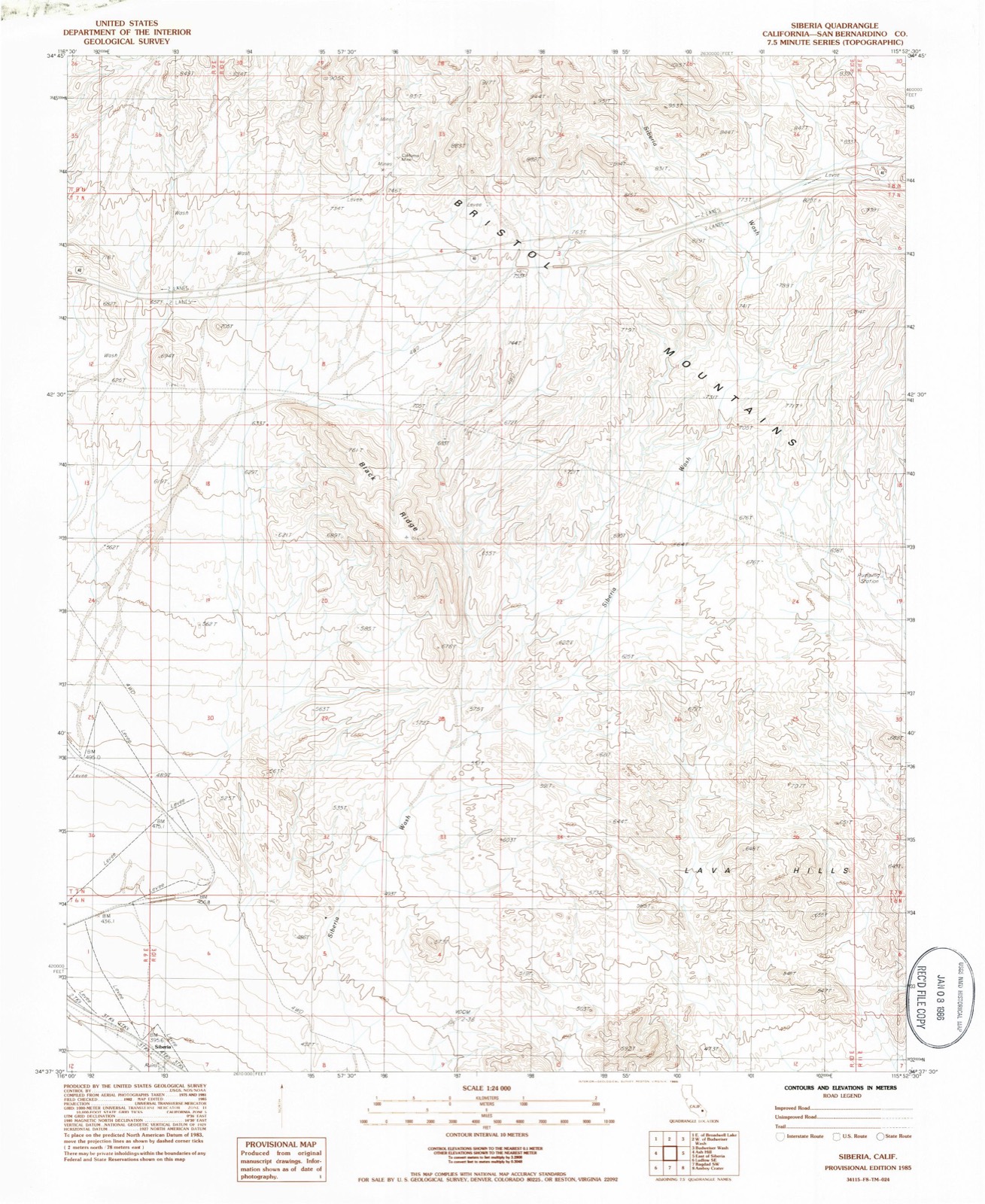 Topographic sheet of Siberia, surveyed 1985