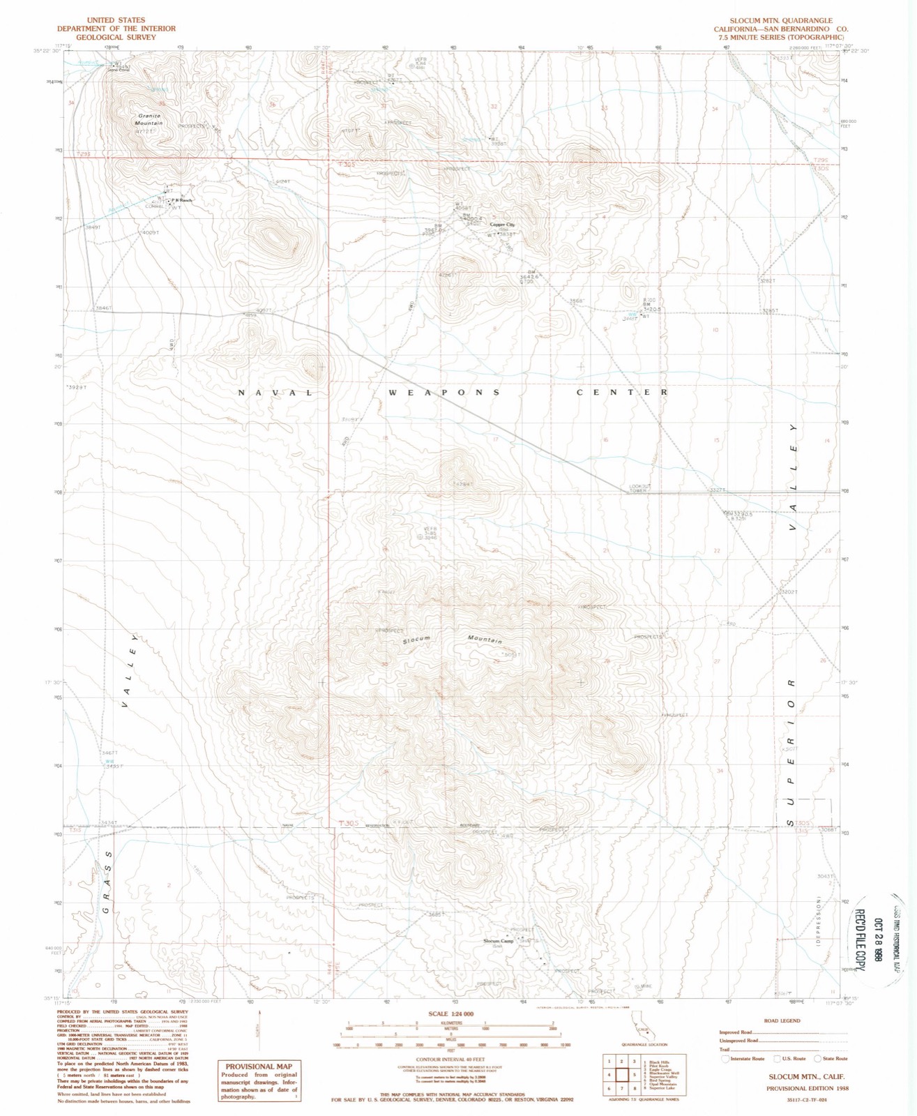 Topographic sheet of Copper City, surveyed 1988