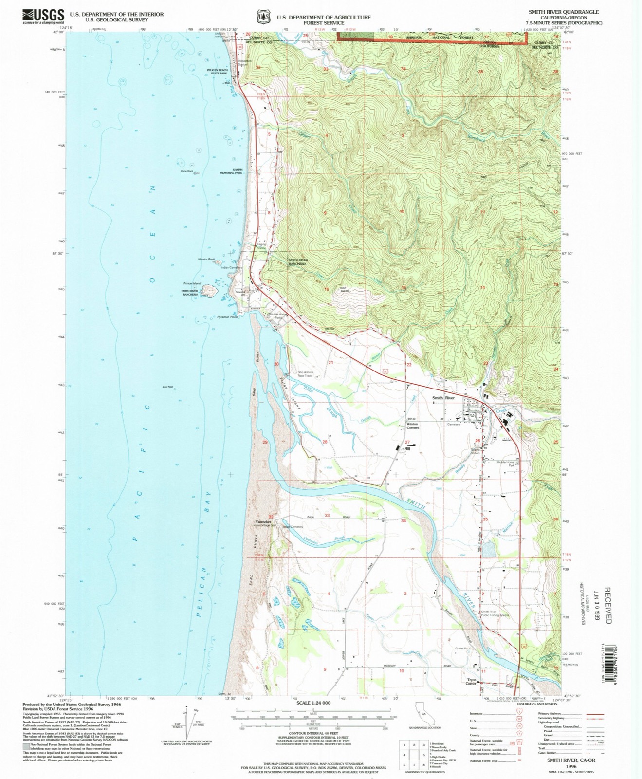 Topographic sheet of Smith River, surveyed 1996