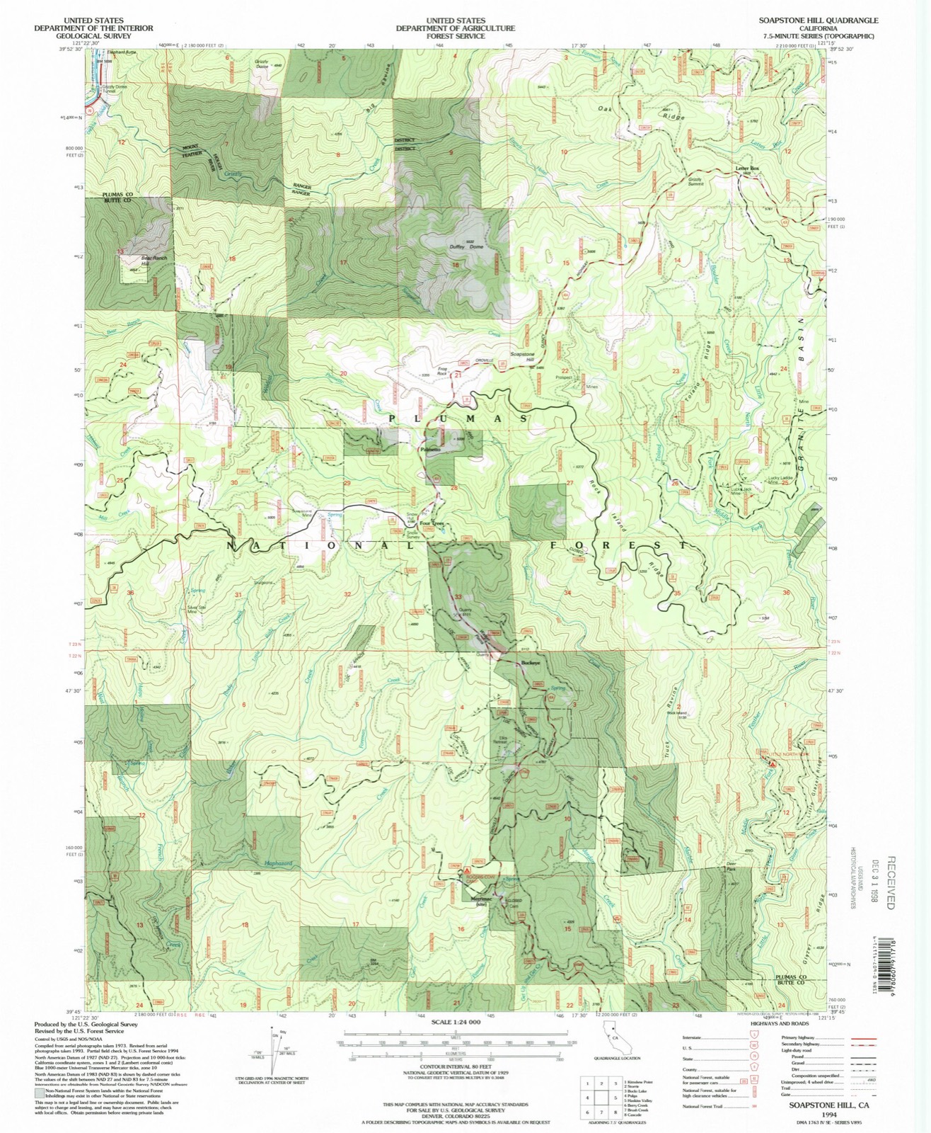 Topographic sheet of Buckeye, surveyed 1994
