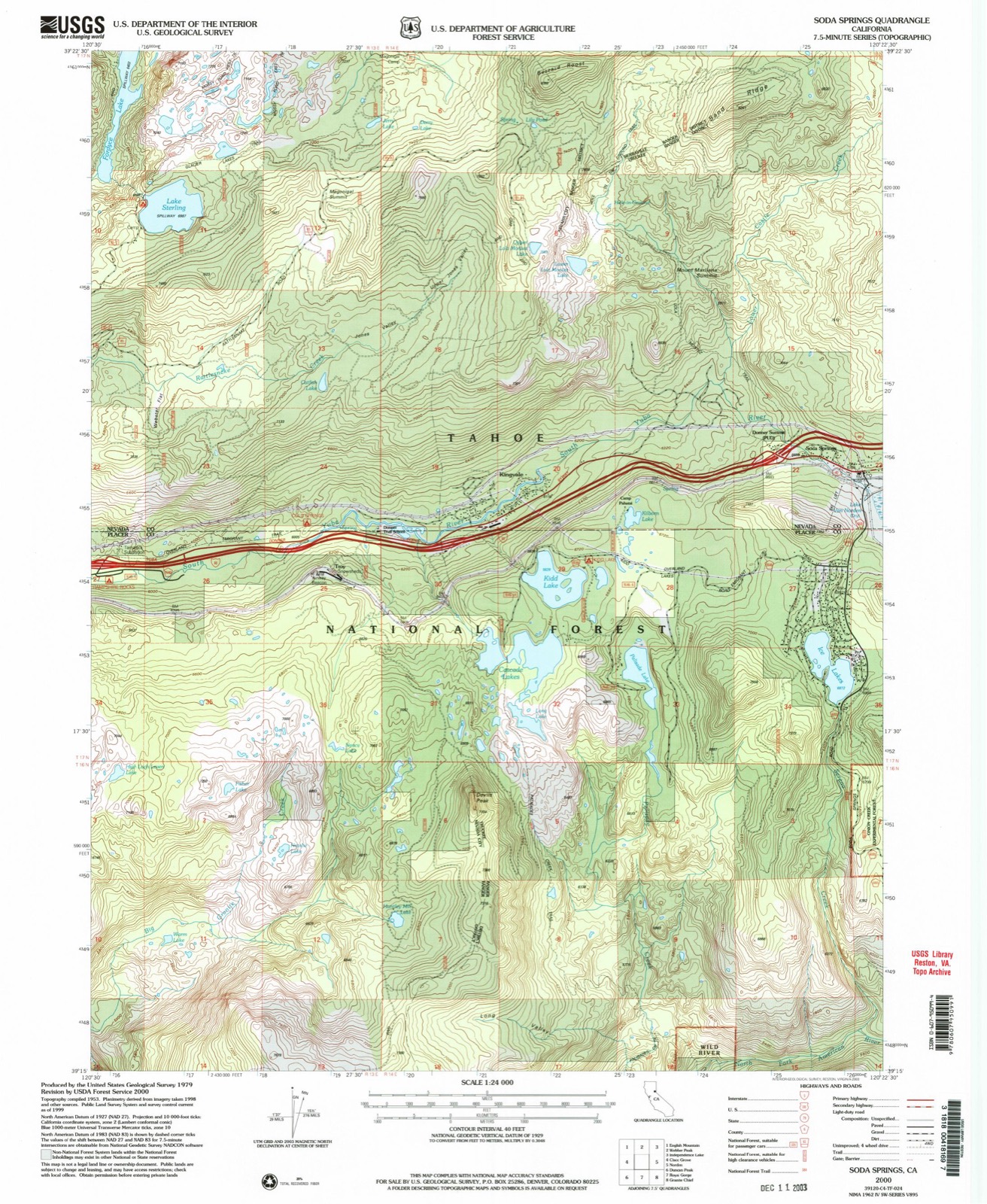 Topographic sheet of Tamarack (historical), surveyed 2000