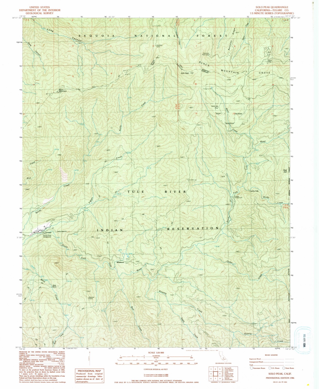 Topographic sheet of Smith Mill, surveyed 1986