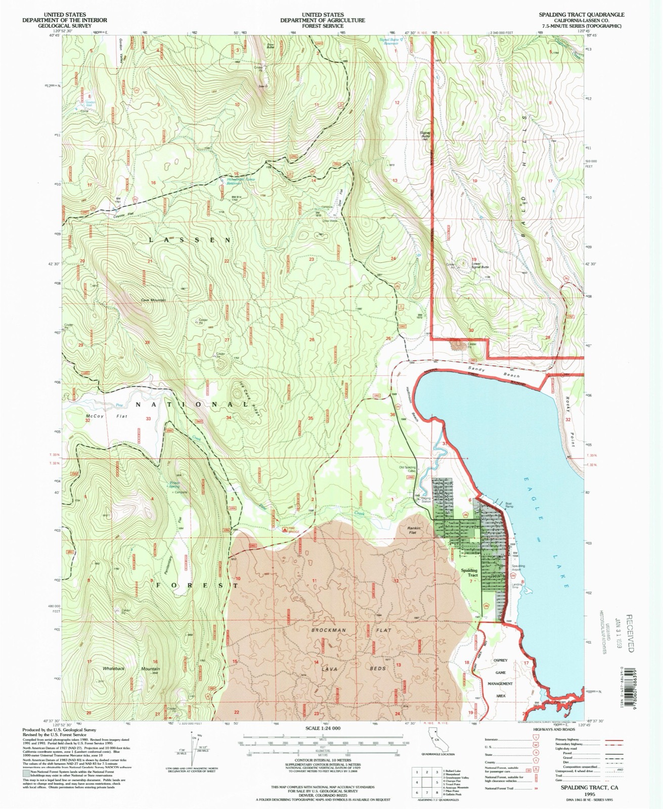 Topographic sheet of Spalding Tract, surveyed 1995