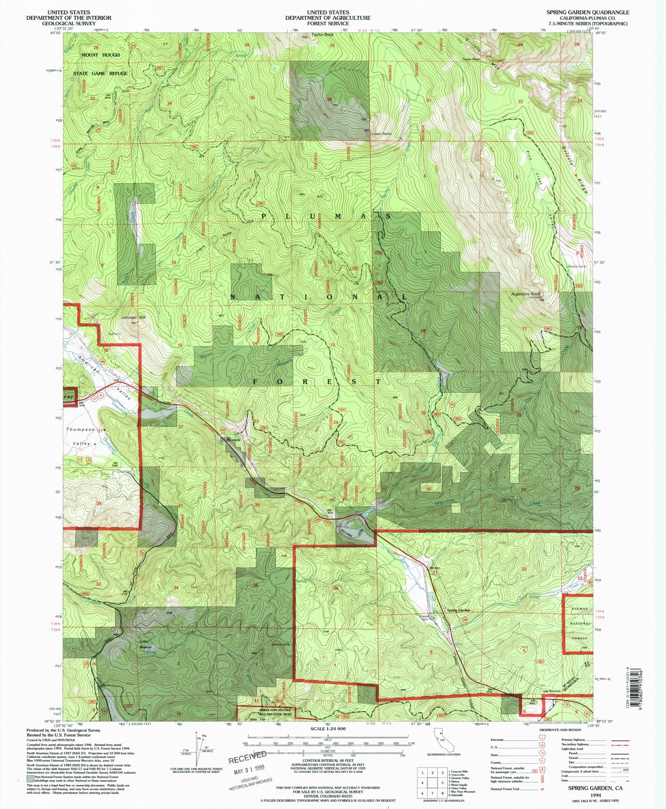 Topographic sheet of Spring Garden, surveyed 1994