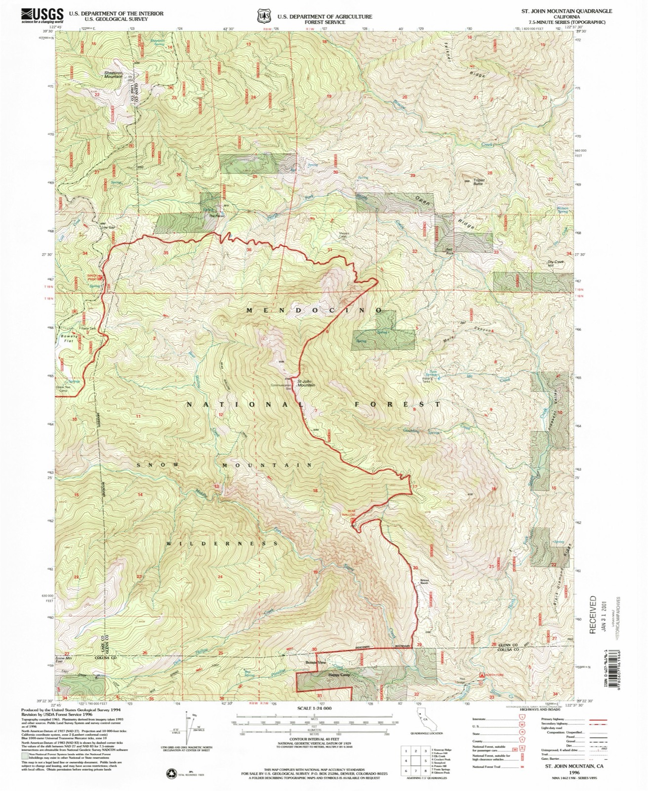 Topographic sheet of Bonnie View, surveyed 1996
