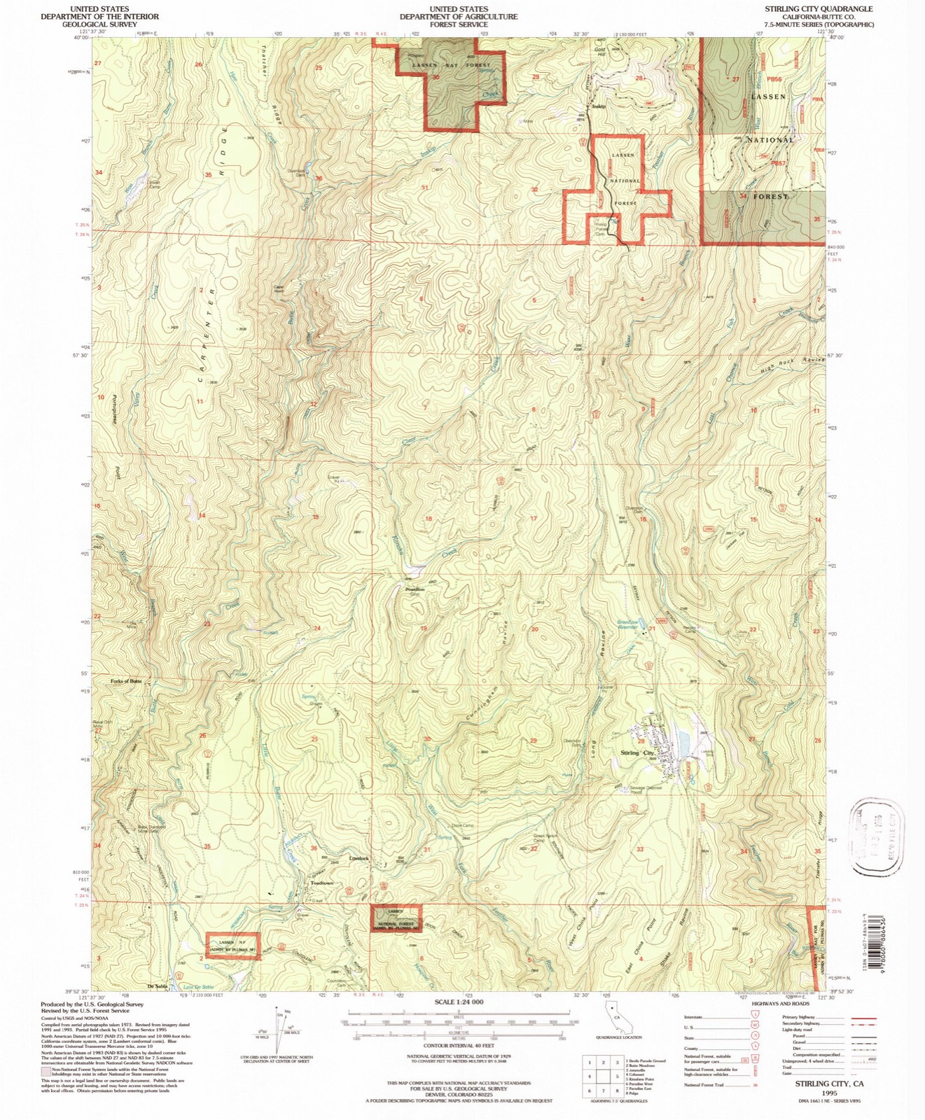 Topographic sheet of Stirling City, surveyed 1995
