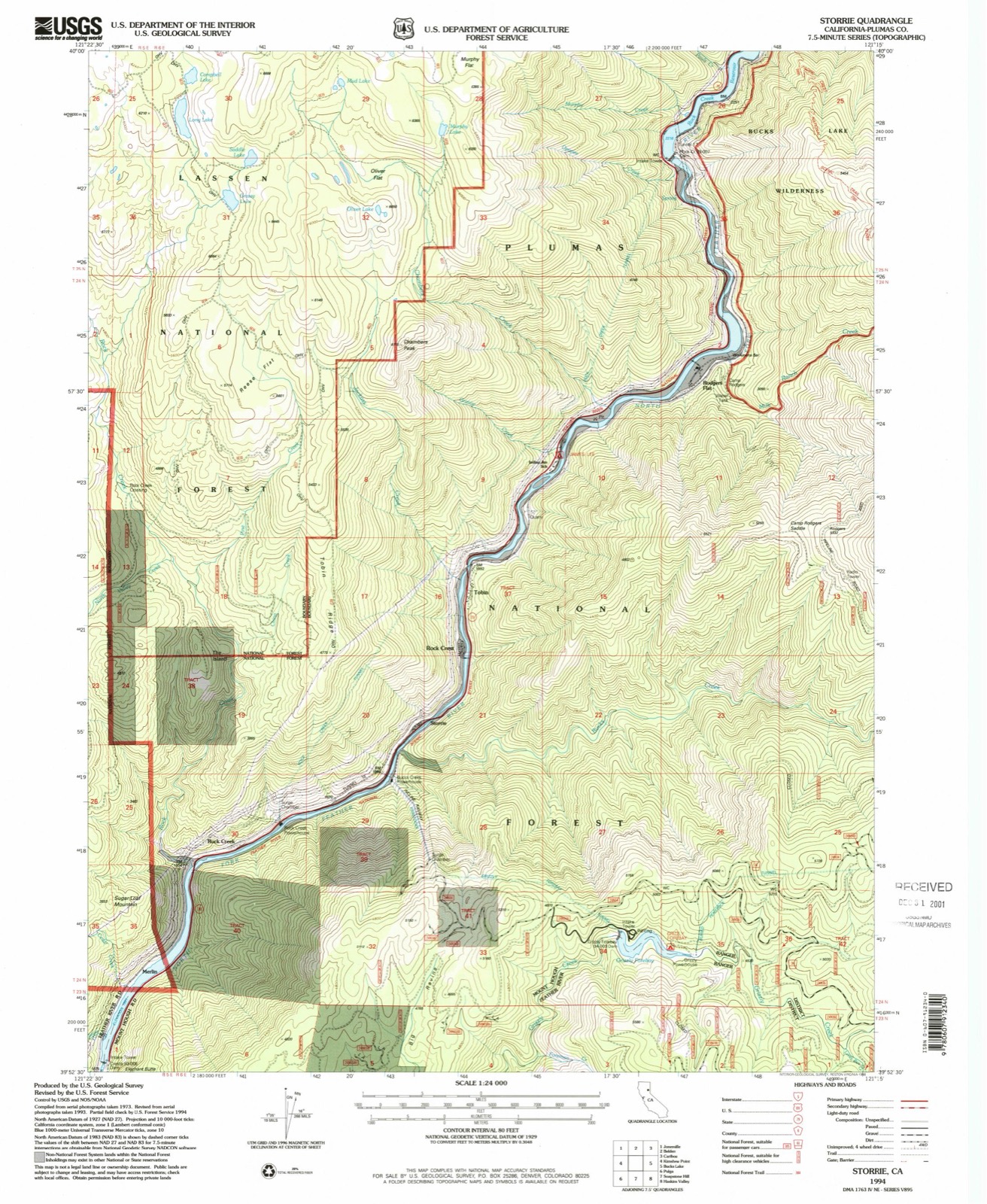 Topographic sheet of Merlin, surveyed 1994