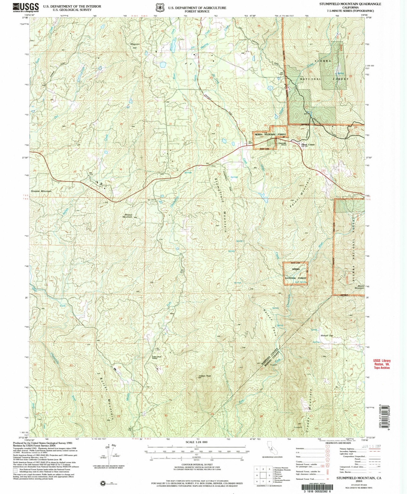 Topographic sheet of Elliott Corner, surveyed 2004