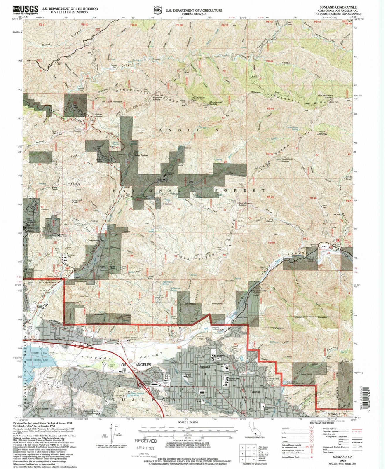Topographic sheet of Shadow Hills, surveyed 1995