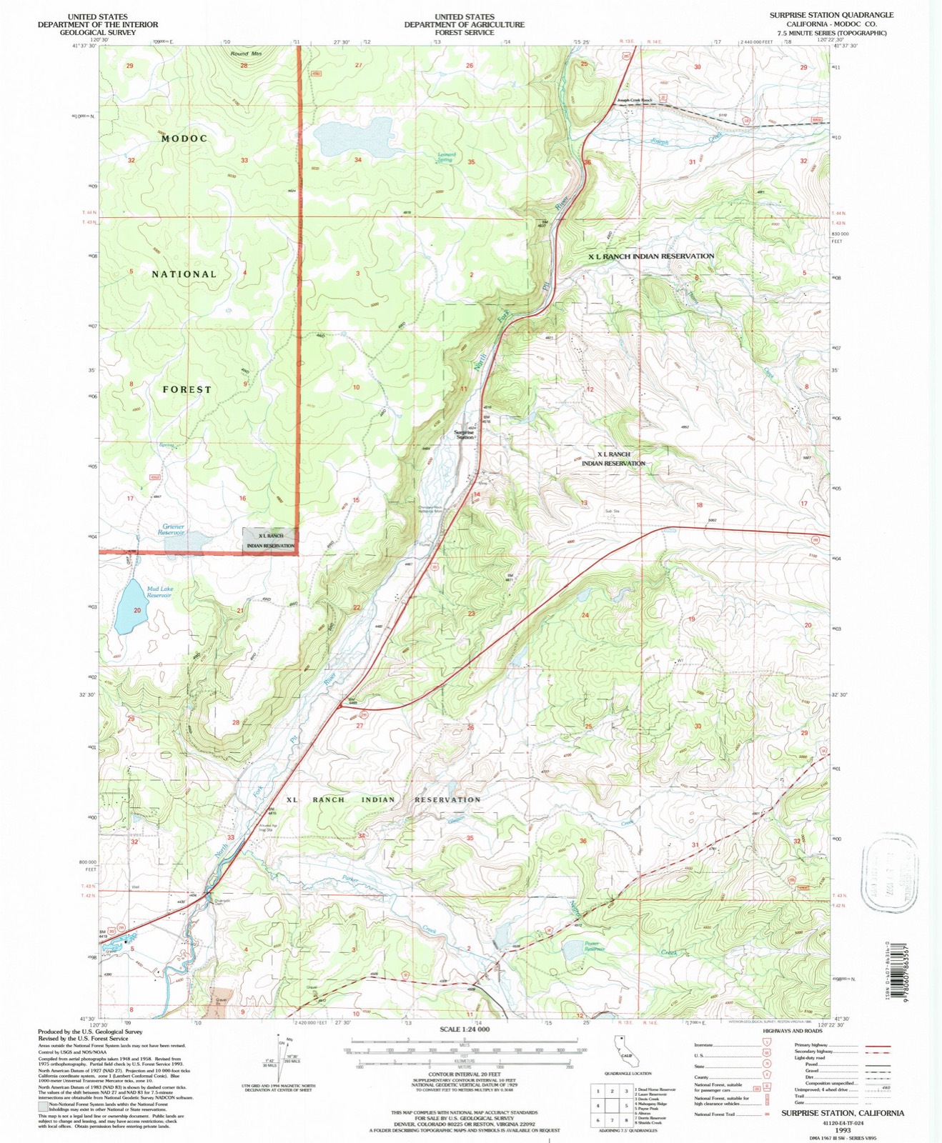 Topographic sheet of Surprise Station, surveyed 1993