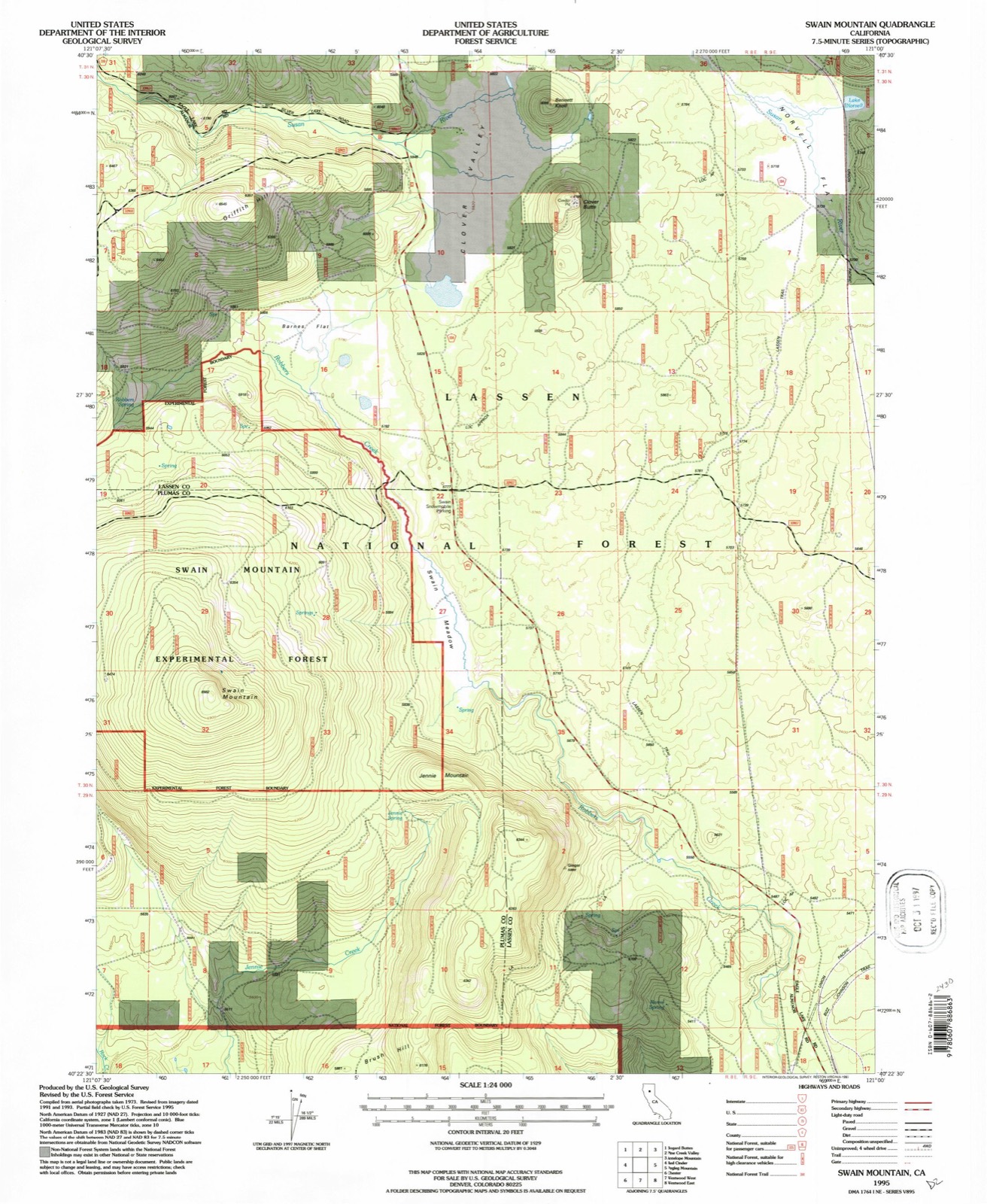 Topographic sheet of Norvell, surveyed 1995