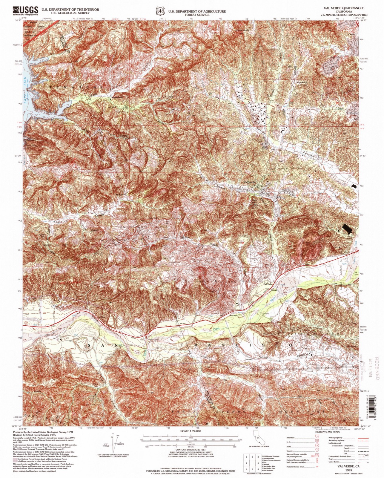 Topographic sheet of Del Valle, surveyed 1995