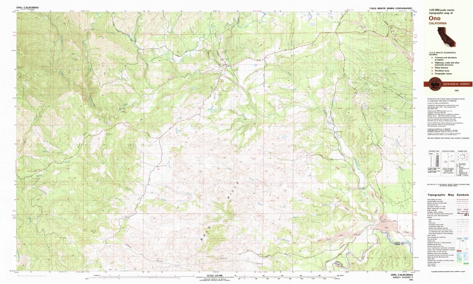 Topographic sheet of Ono, surveyed 1981