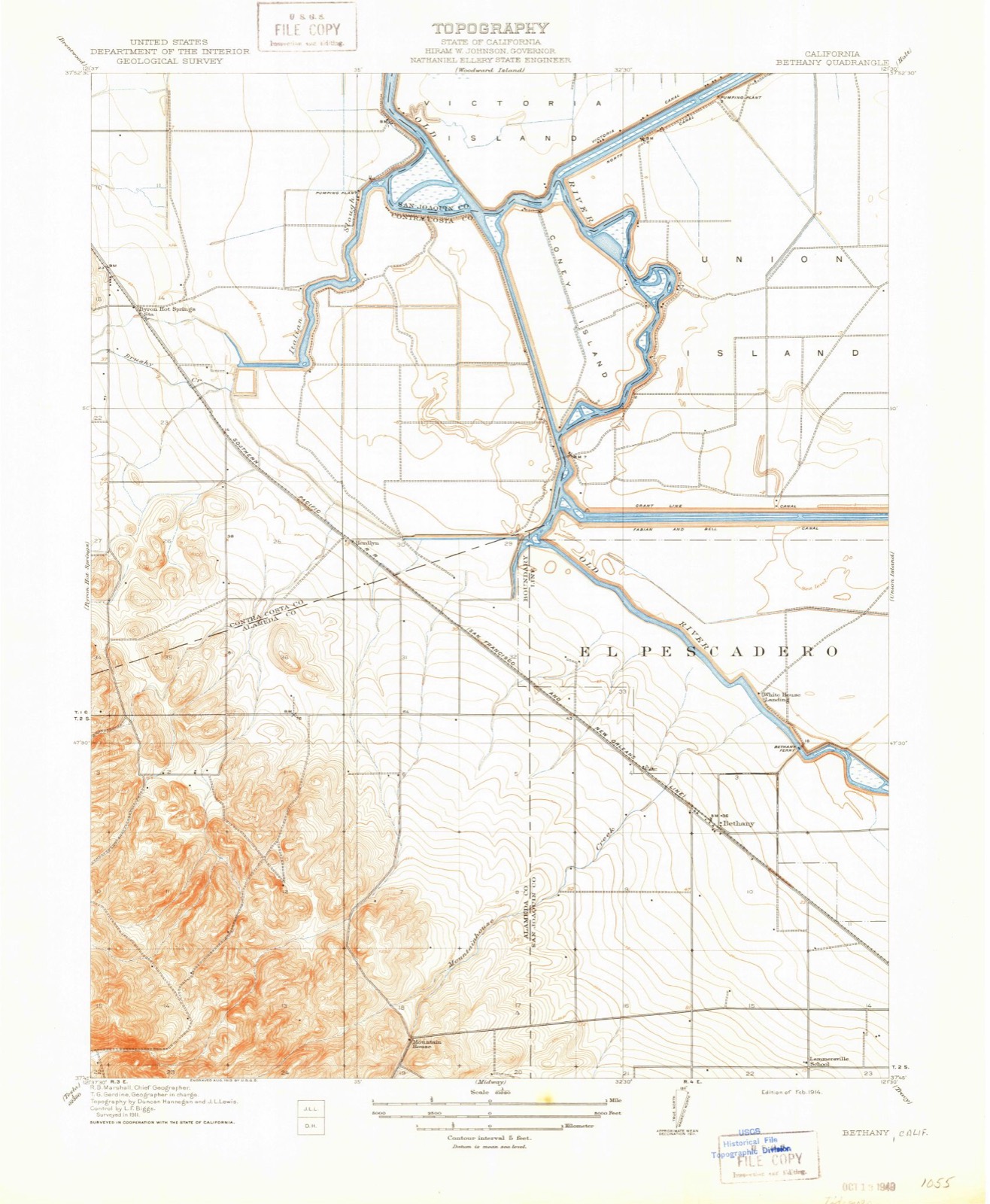 Topographic sheet of Mountain House, surveyed 1914