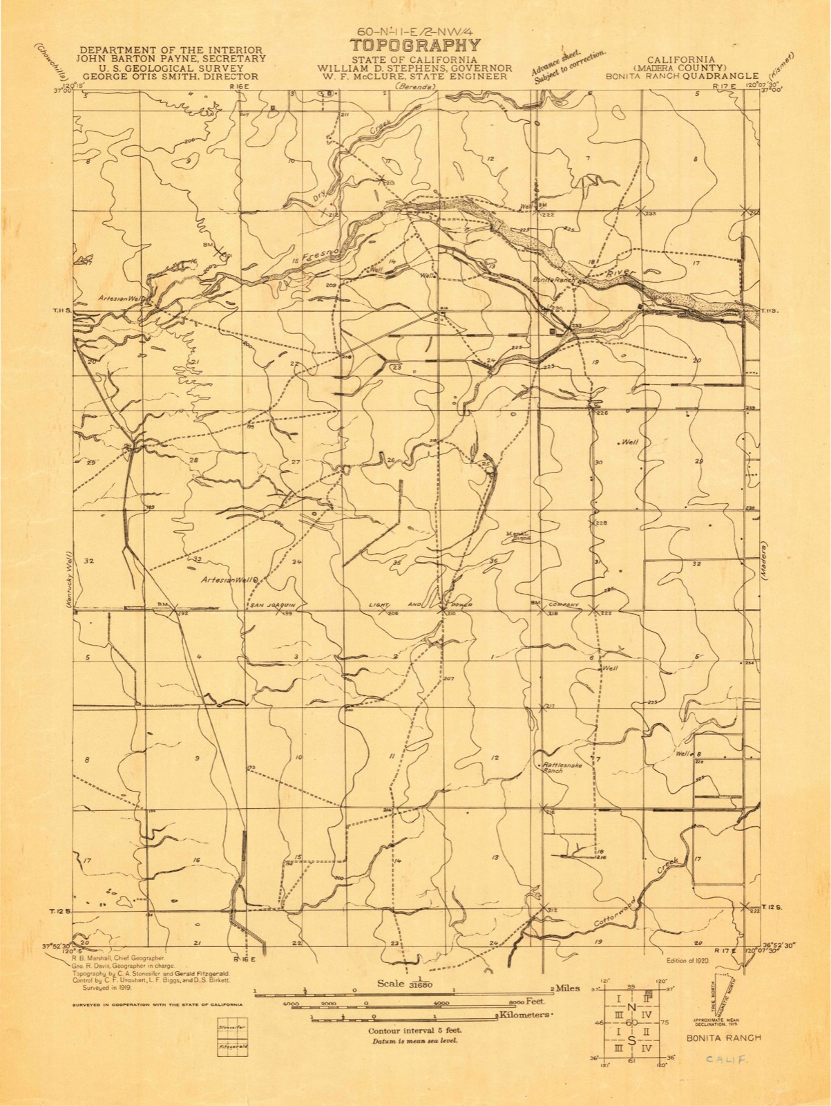 Topographic sheet of Bonita, surveyed 1920