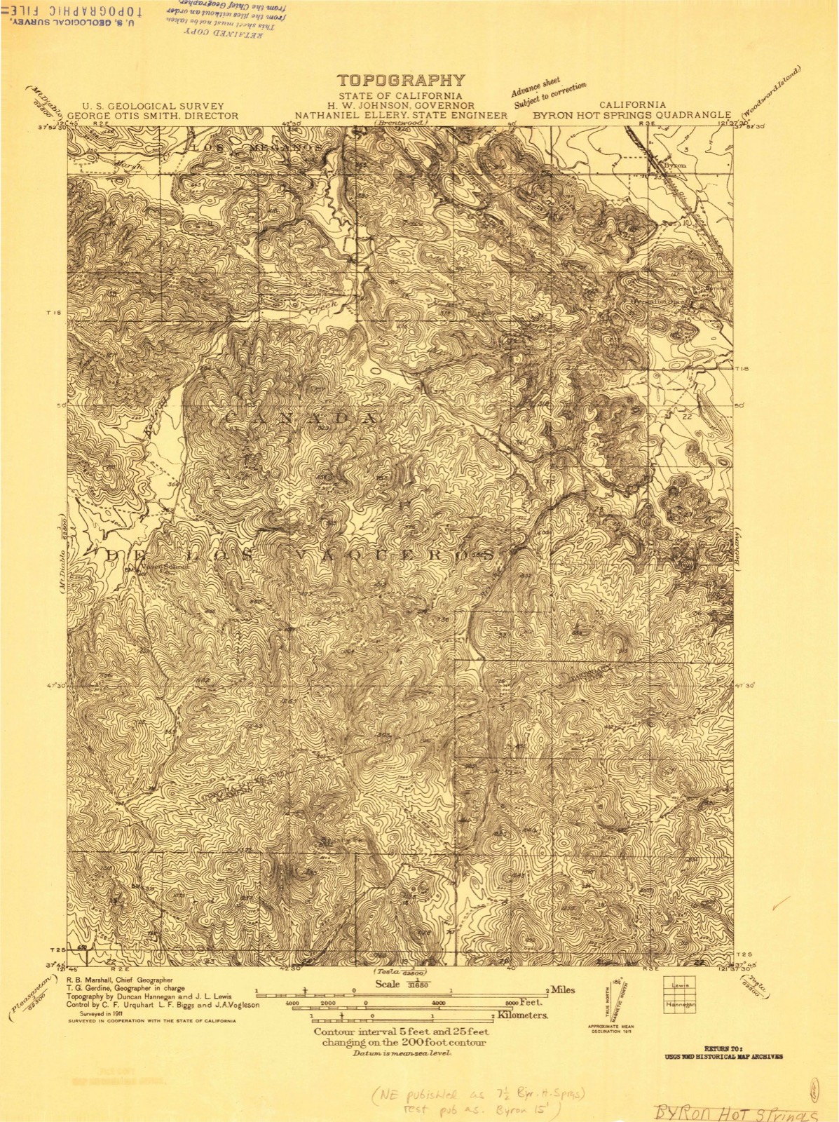 Topographic sheet of Byron, surveyed 1911