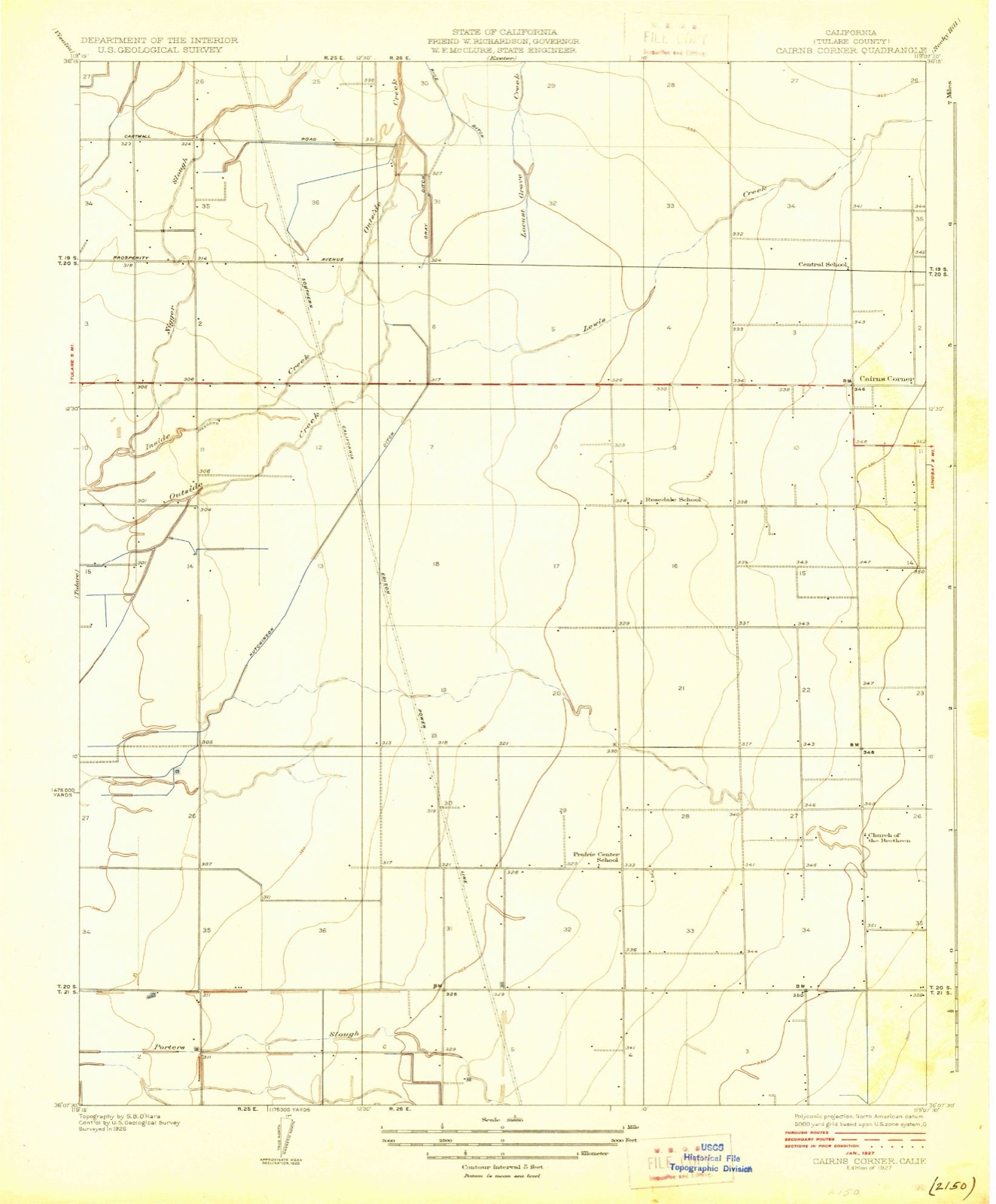 Topographic sheet of Spinks Corner, surveyed 1927